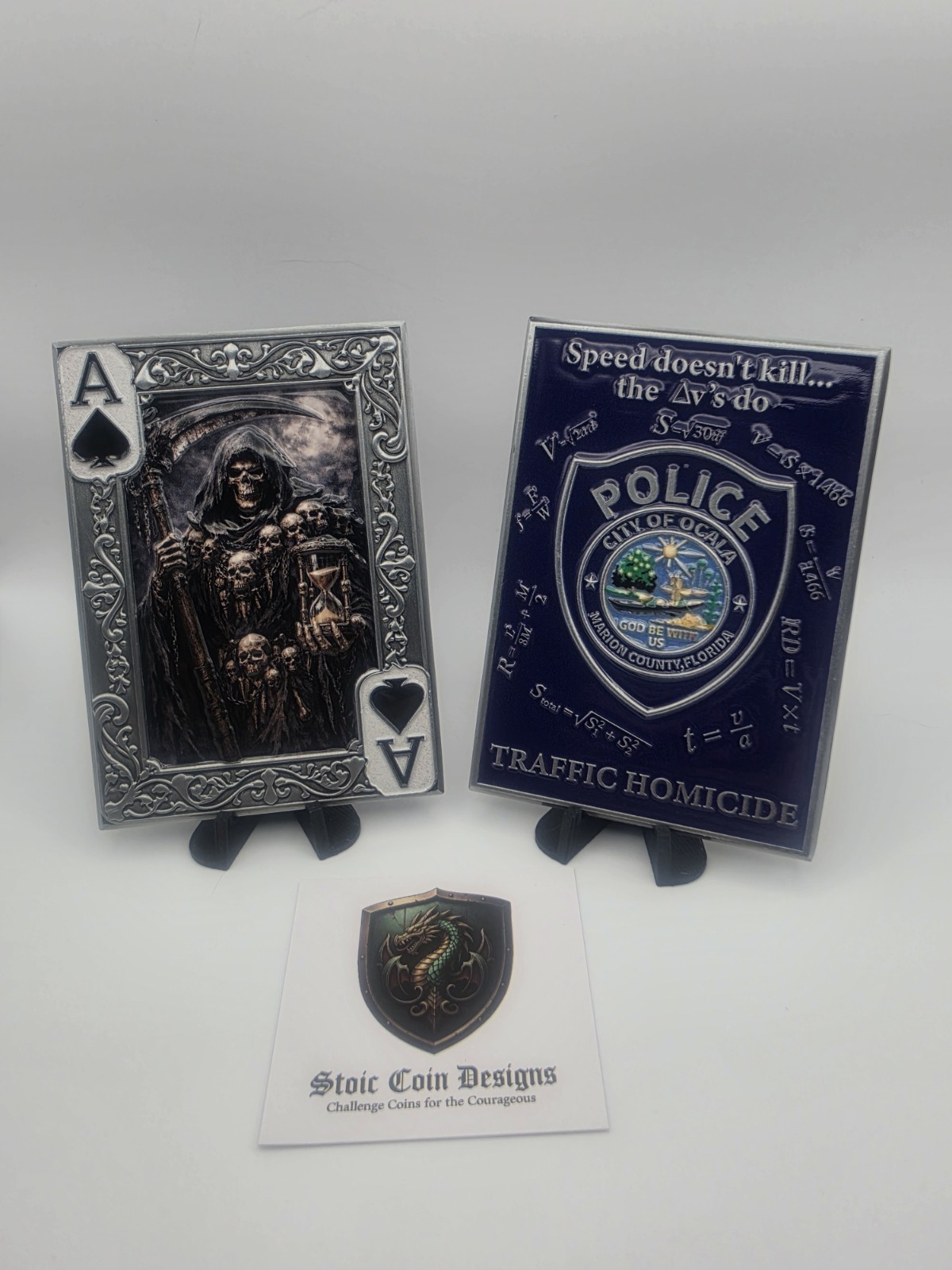 💥Ocala Police Florida Traffic Homicide Reaper challenge coin Silver and Blue