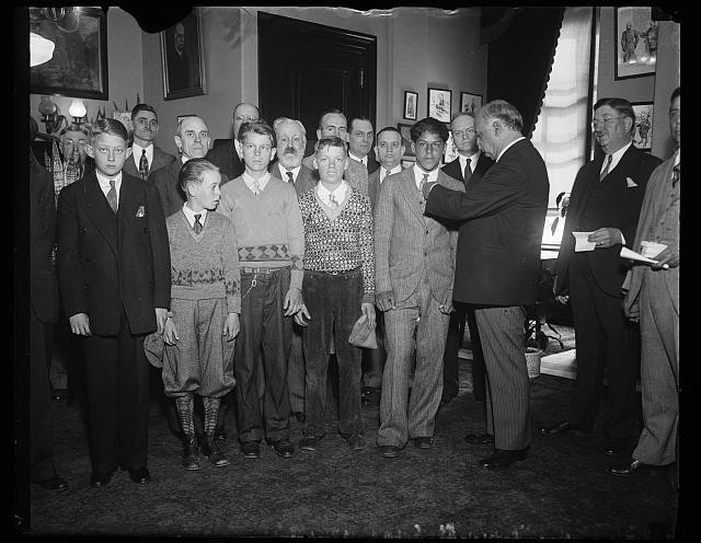 Photo:[Charles Curtis and group of men and boys]