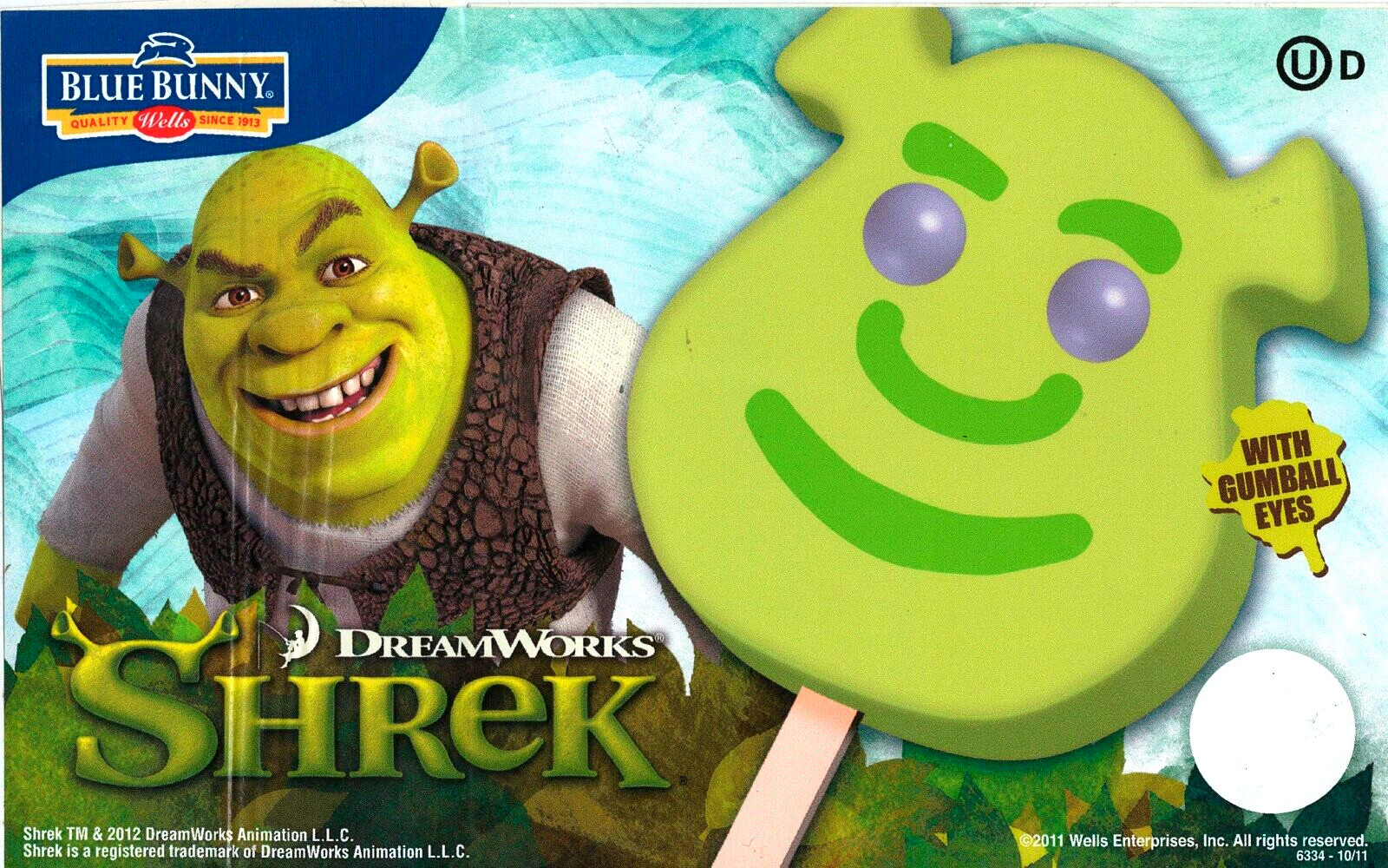 2011 Blue Bunny Vintage Dream Works Shrek Ice Cream Sticker Truck Decal 8\