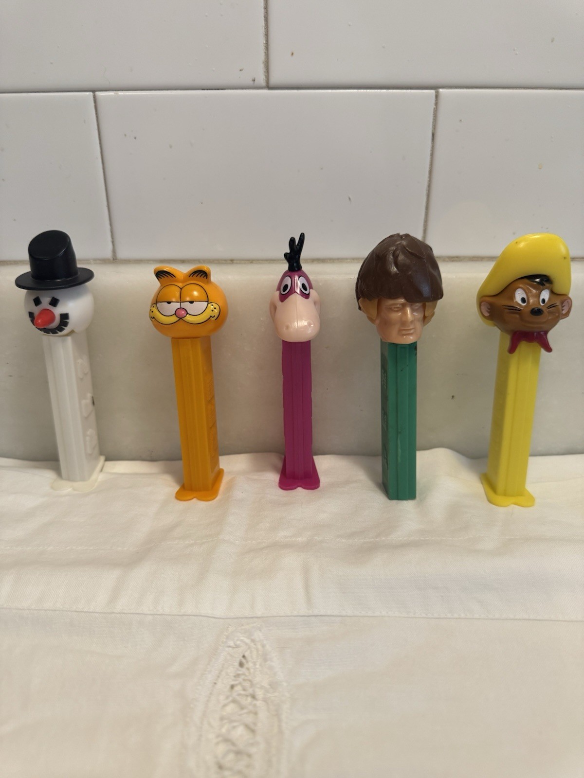 Vintage PEZ Dispenser Lot of 5 Daniel Boone - Austria, Garfield, Dino, Speedy