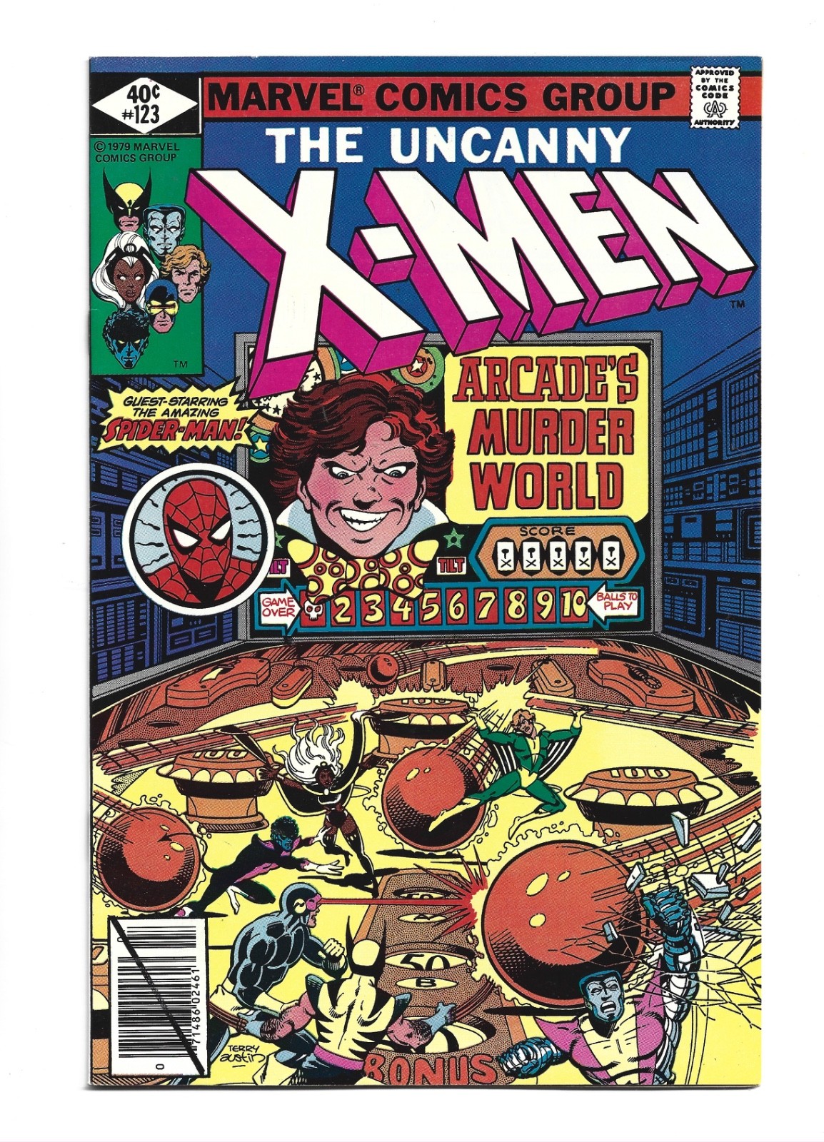 Uncanny X-Men #123, VF+ 8.5, Arcade, Spider-Man, Wolverine, Cyclops, Storm