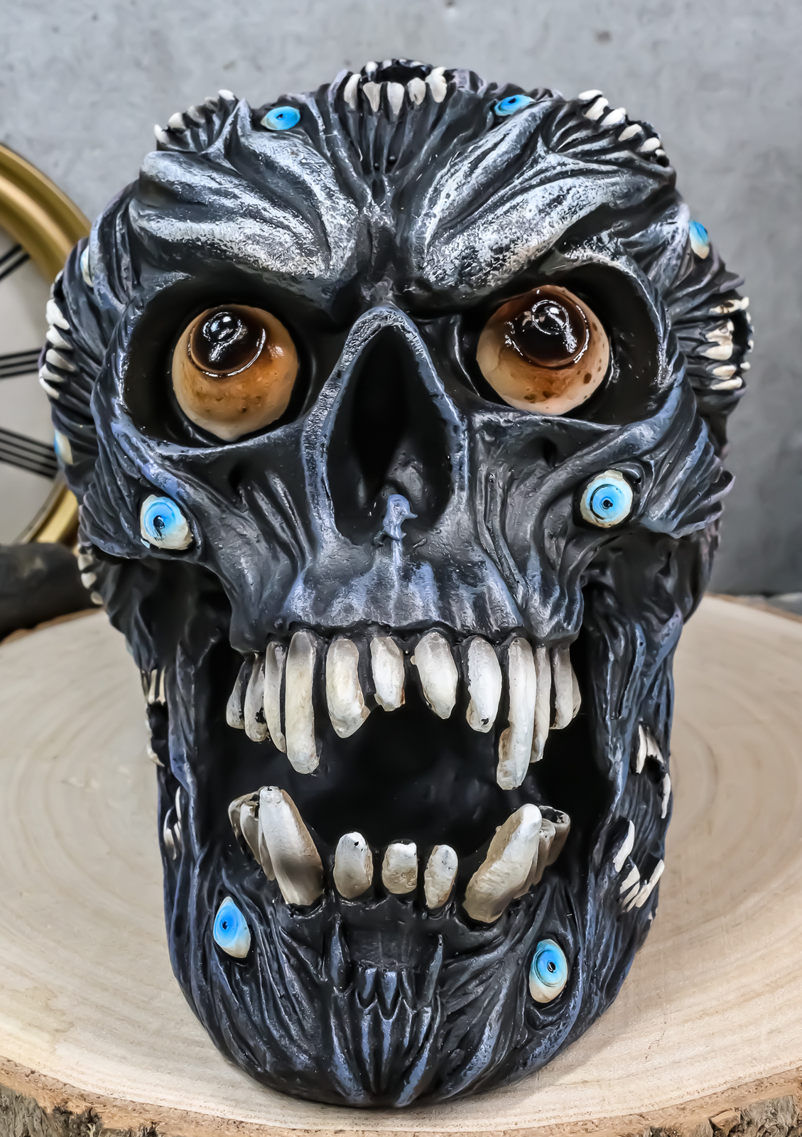 Ebros Demonic Alien Evil Eyes and Fangs Morphing Vampire Skull Ossuary Figurine