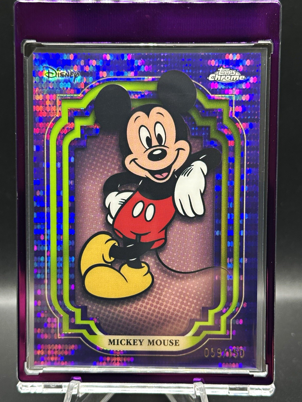 2024 Topps Chrome Disney Mickey Mouse #1 Purple and Green Pulsar  /150