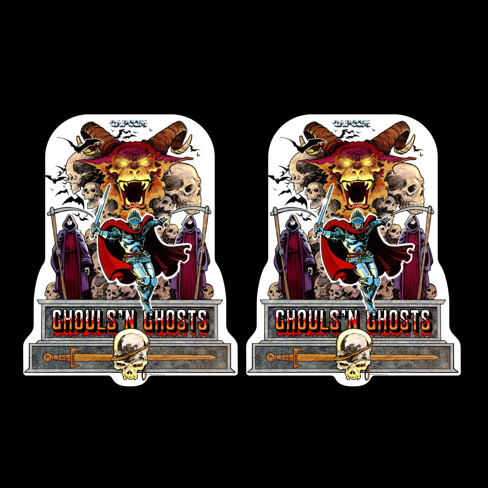 2 Ghouls\'n Ghosts Arcade Cabinet Sideart Graphics Decals Stickers