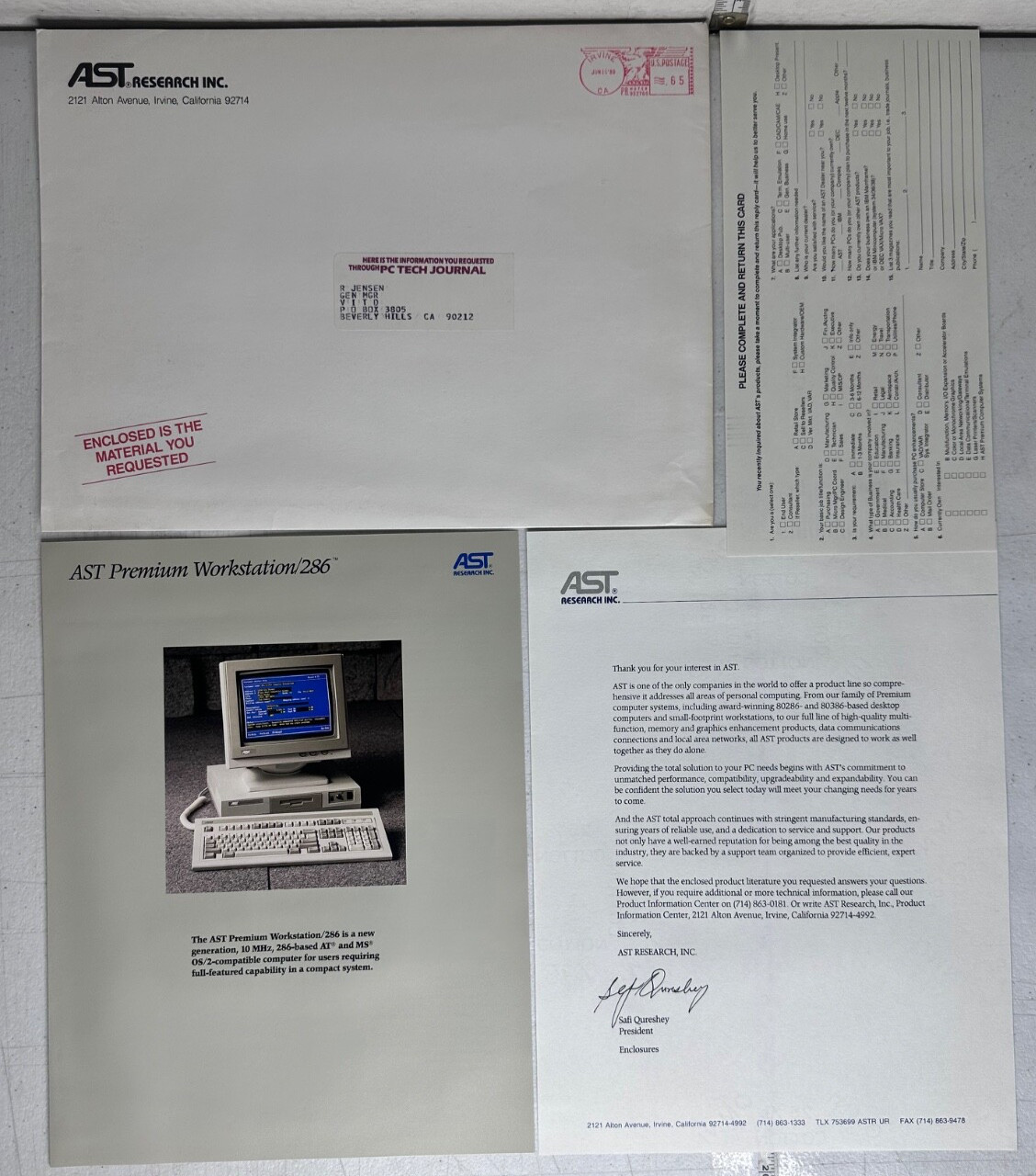 Vintage 1988 AST Premium Workstation 286 Computer Catalog Brochure Set PC Tech