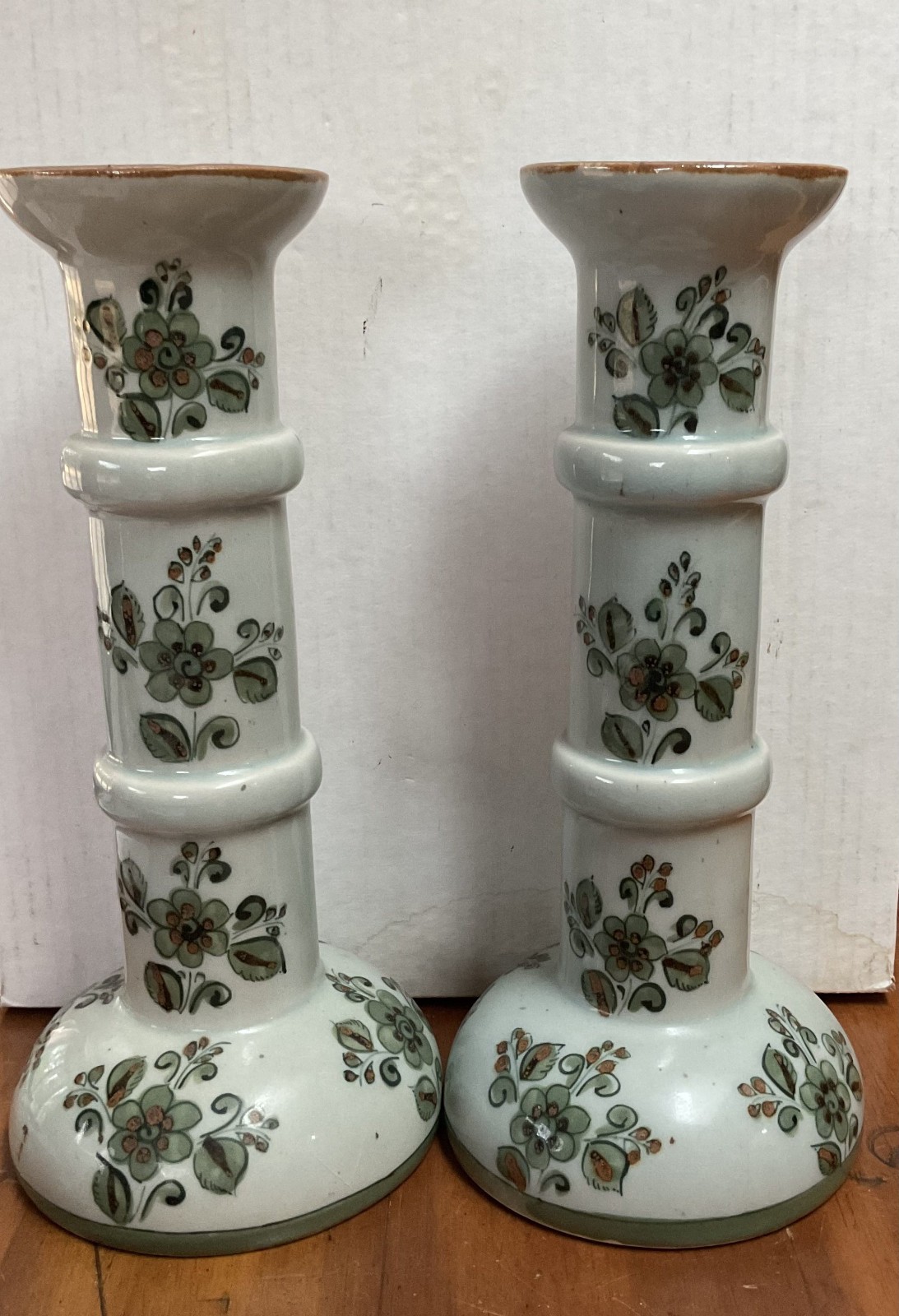 Pair Vintage Ken Edwards El Palomar Tonala Pottery Candlesticks Signed 11.5