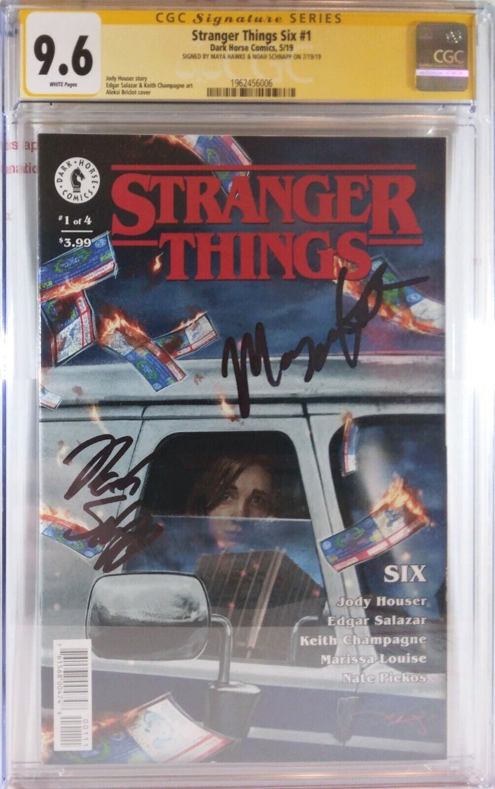 🩸💀 SIGNED MAYA HAWKE + NOAH SCHNAPP CGC 9.6 NM+ STRANGER THINGS SIX #1 NETFLIX