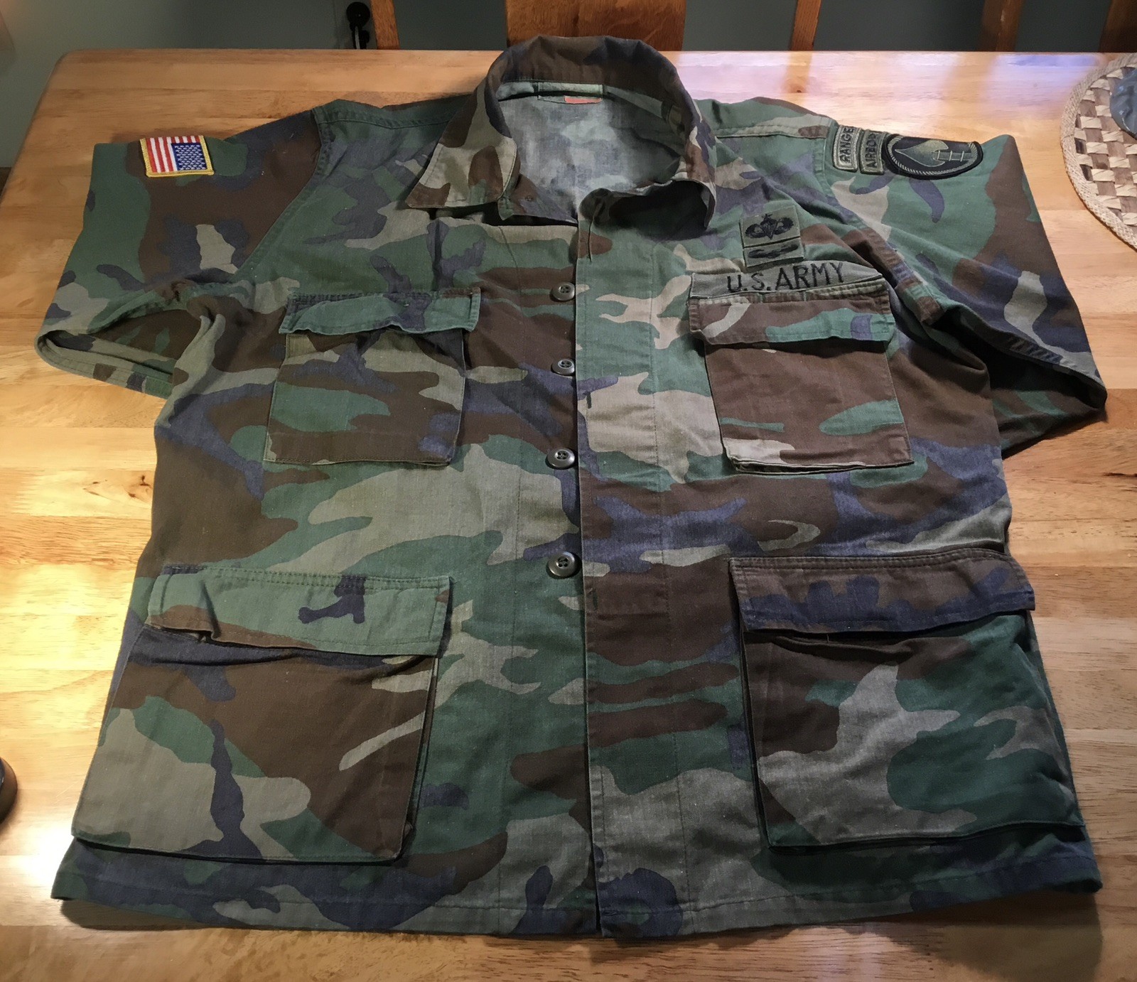 U.S. Army Men\'s Woodland Camouflage (BDU) Jacket~Special OPs~Airborne Ranger