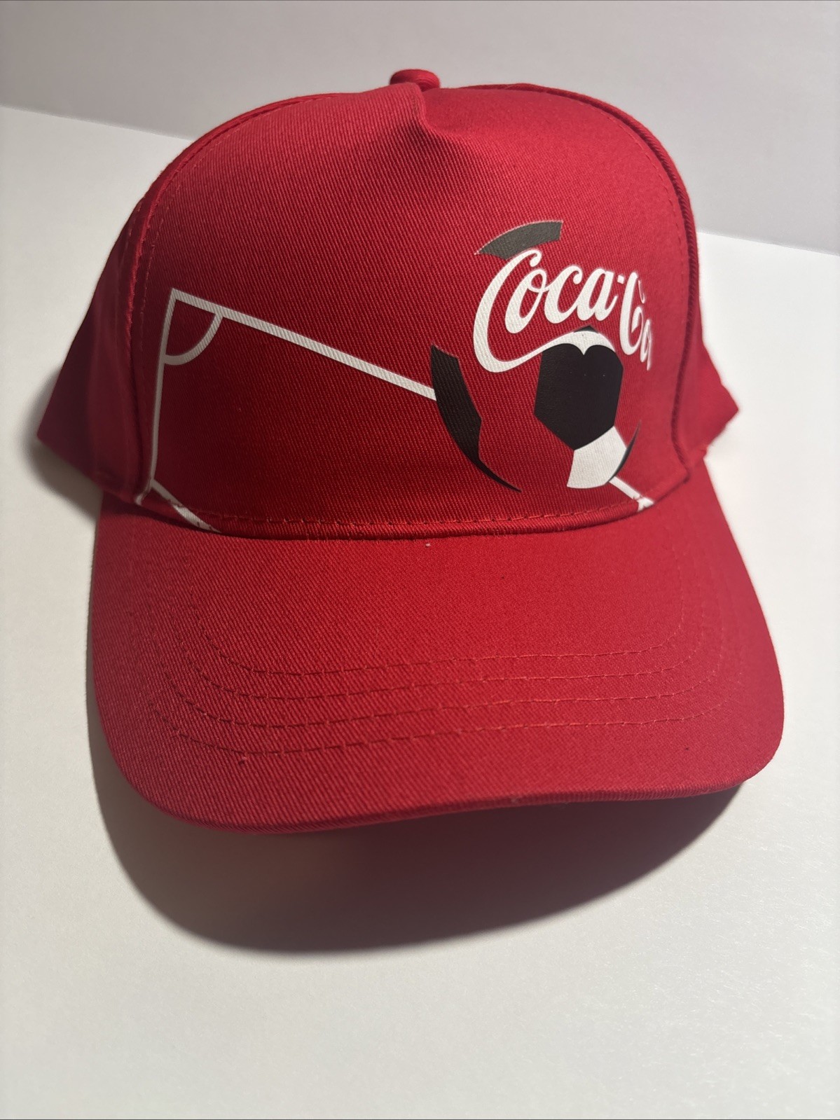 Coca Cola Worldwide Partner FIFA Red Adjustable Soccer Ball Cap Hat One Size NEW