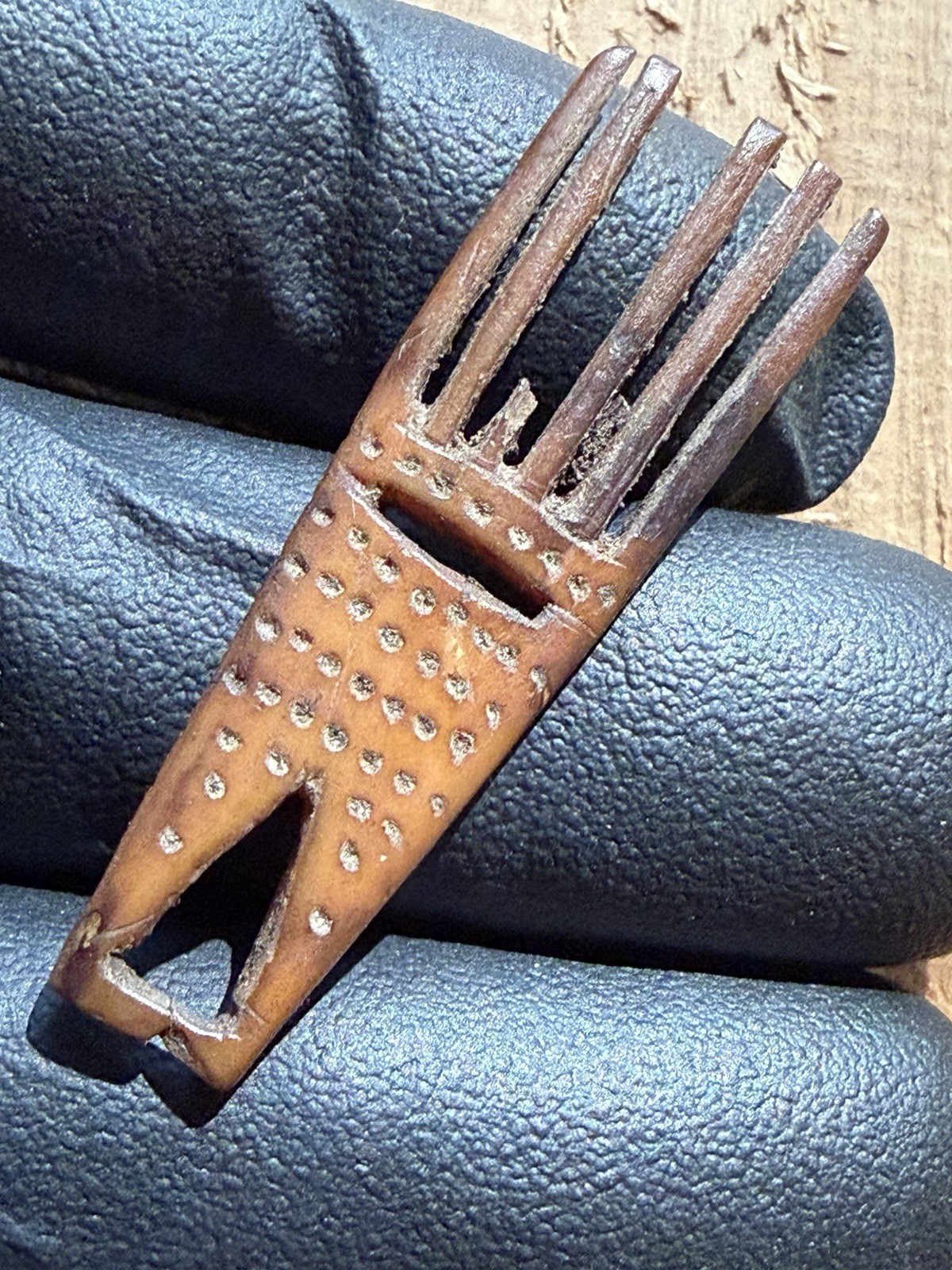 Tomachee Artifacts 👣 ESKIMO INUITS ENGRAVED HAIR COMB BERING SEA ALASKA 🔥