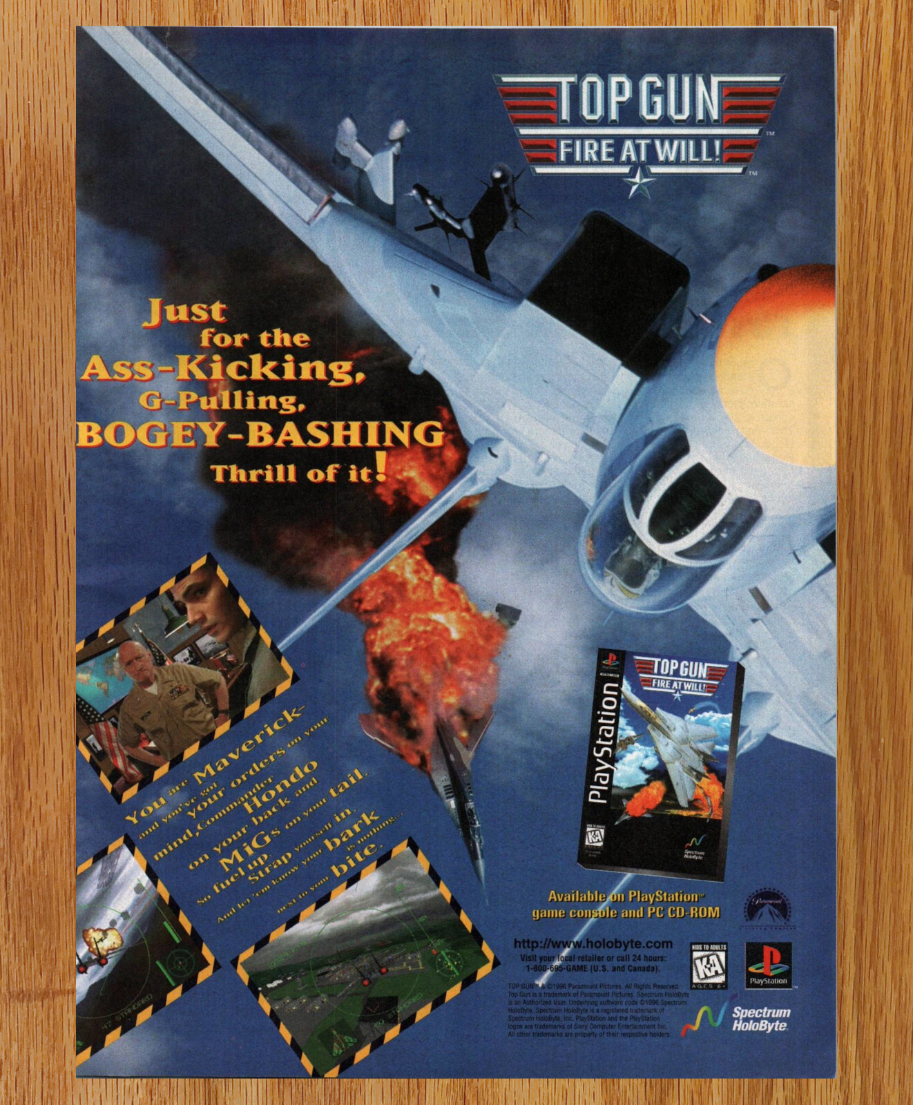 Top Gun Fire at Will Jet Fighter - Video Game Print Ad / Poster Promo Art 1996
