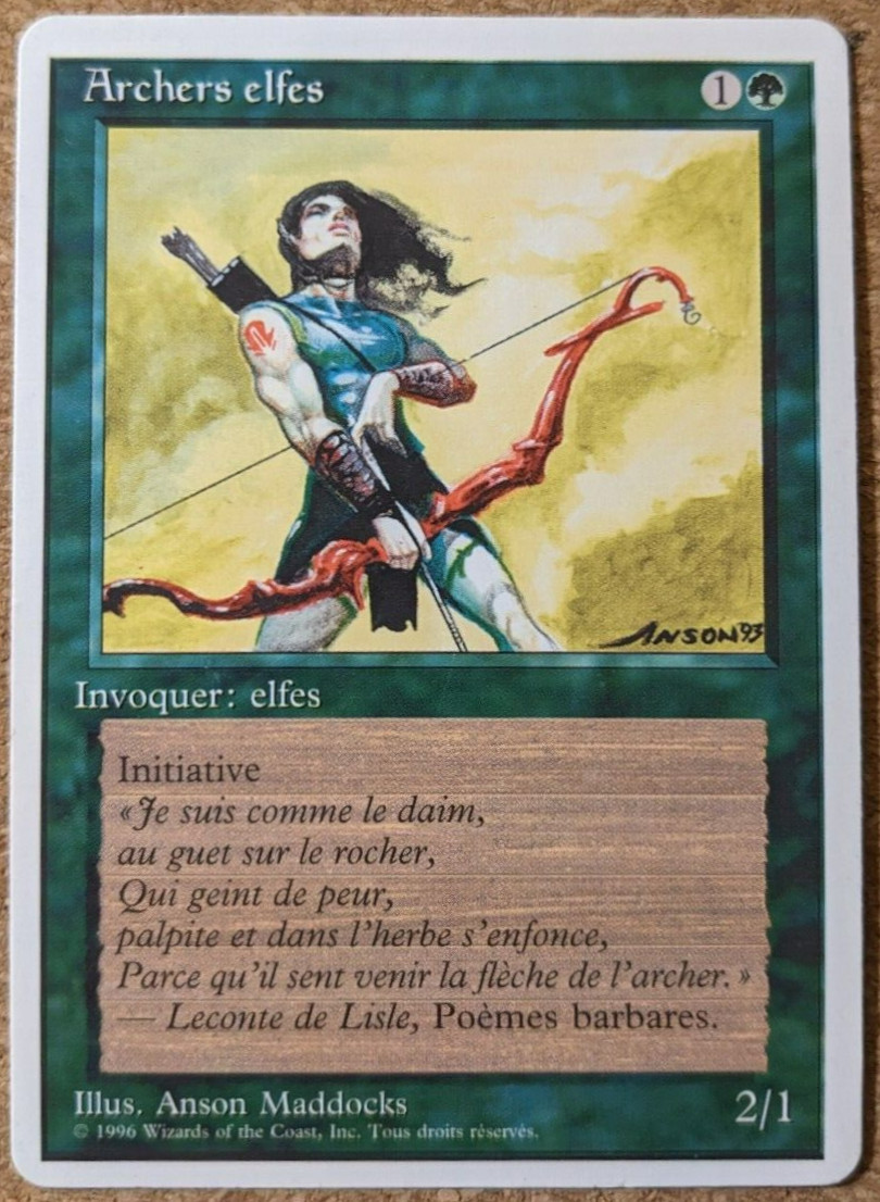 mtg magic 1996 simplified deck for 2 players FRENCH vf fr Elvish Archers elves