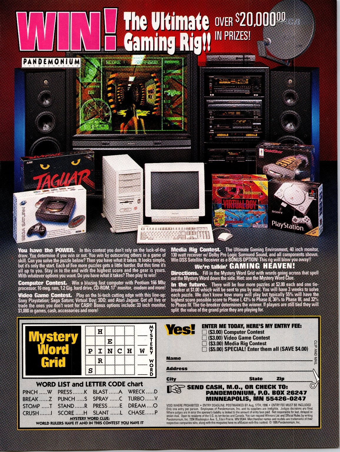 PANDEMONIUM 1996 Magazine Ad Vintage Gaming PC Console PlayStation Saturn