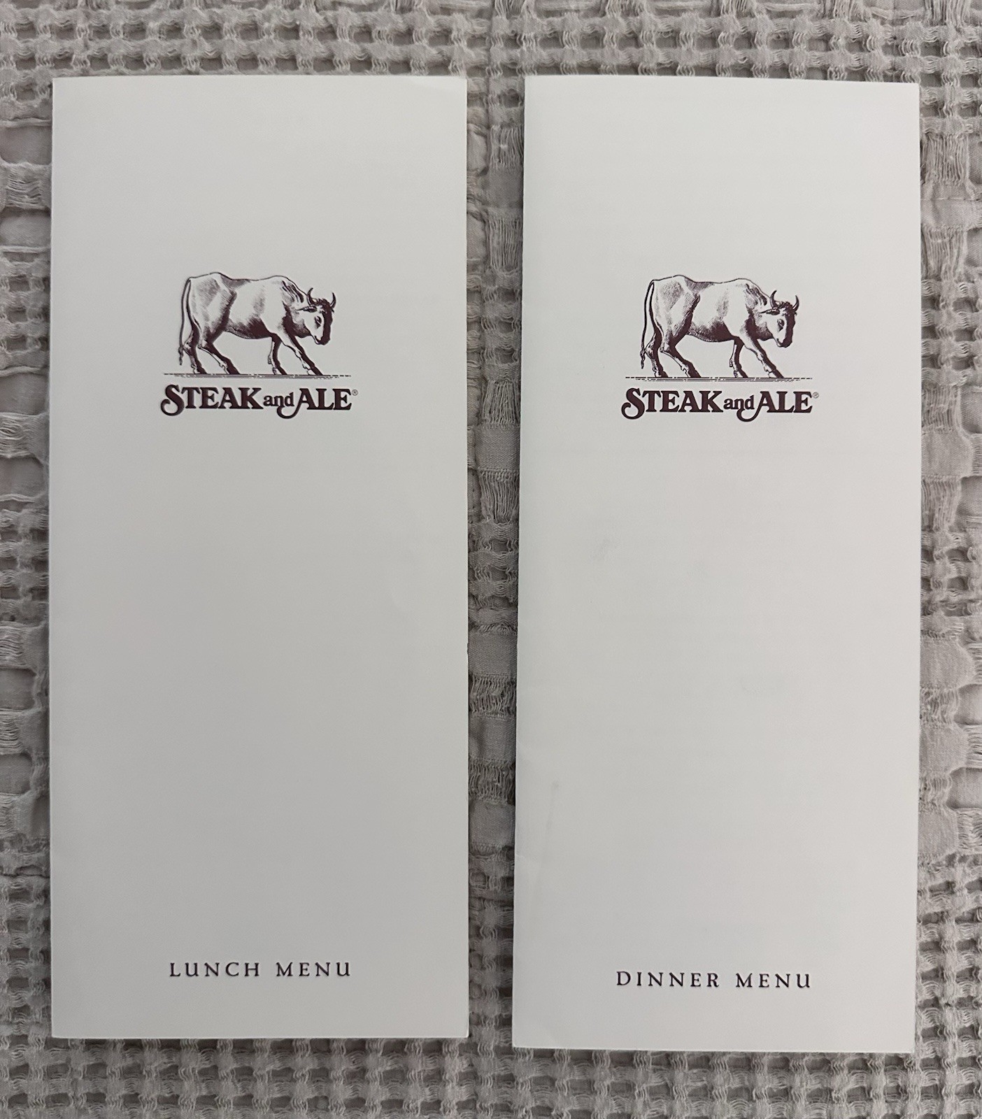 Vintage Steak & Ale Restaurant Lunch and Dinner Menus - Beautiful condition