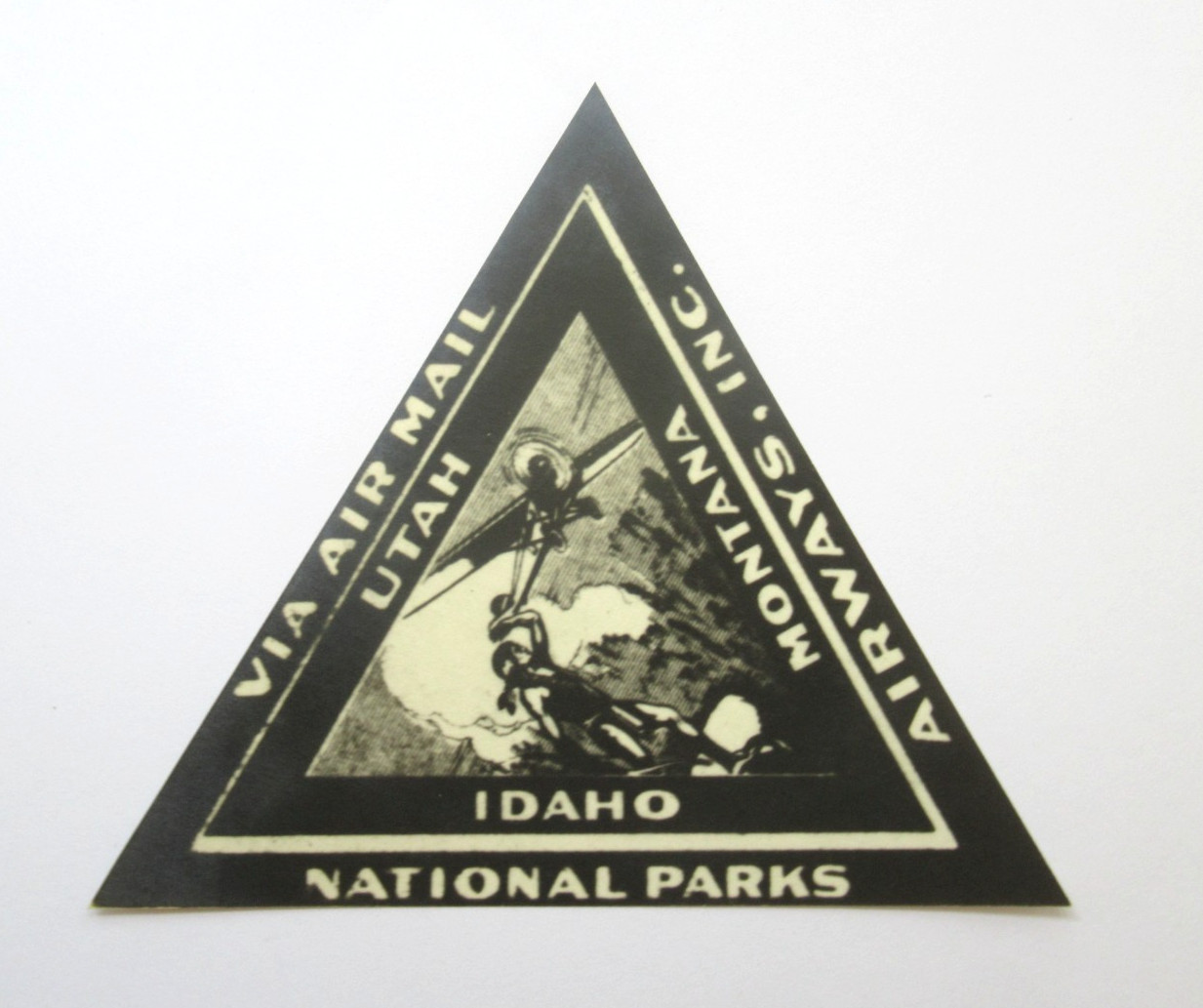 Vintage National Parks Airways Luggage Label Utah Idaho Montana Air Mail NPA