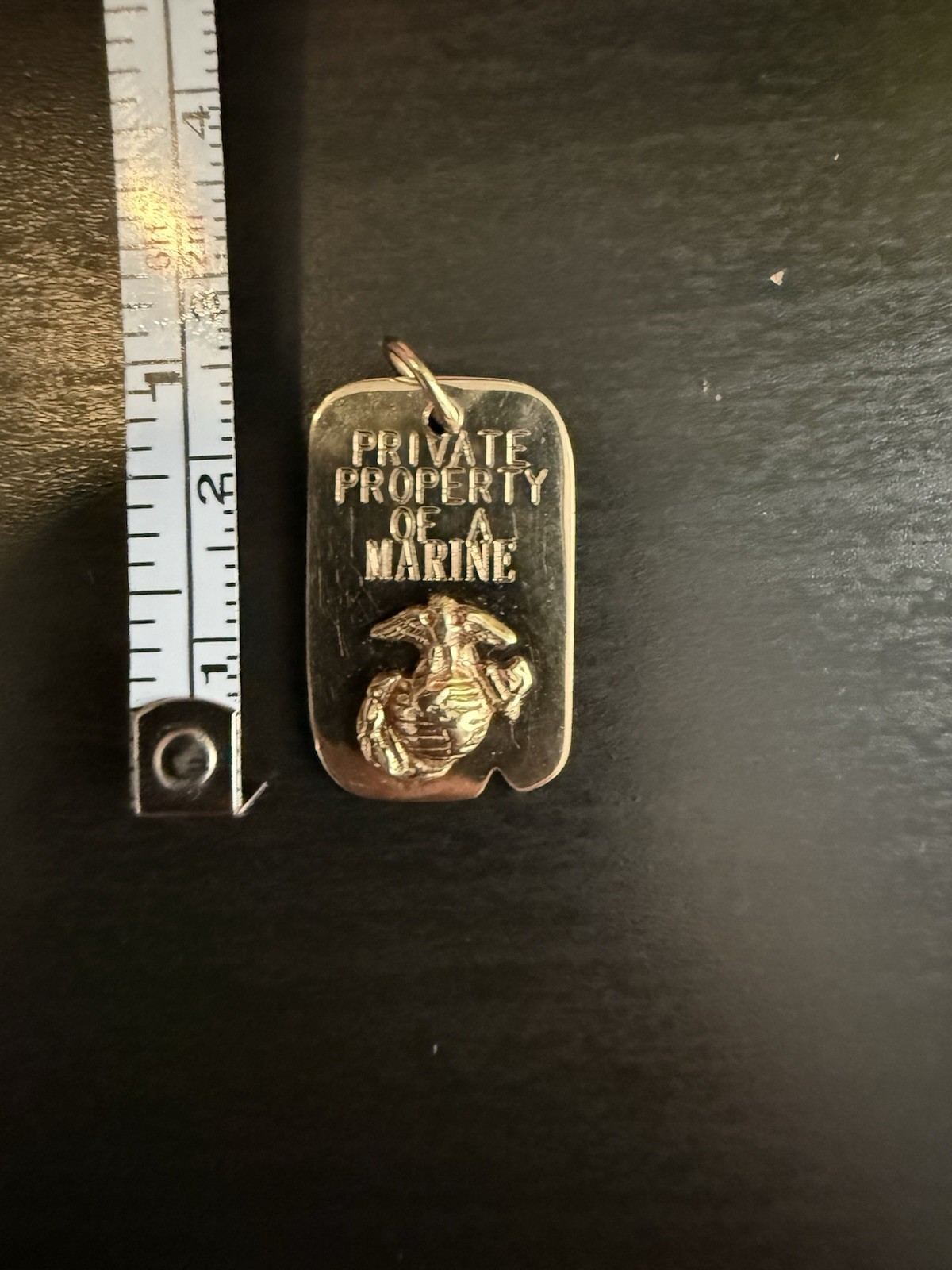 10K Yellow Gold USMC Private Property Of A Marine Dog Tag 3.55 Grams