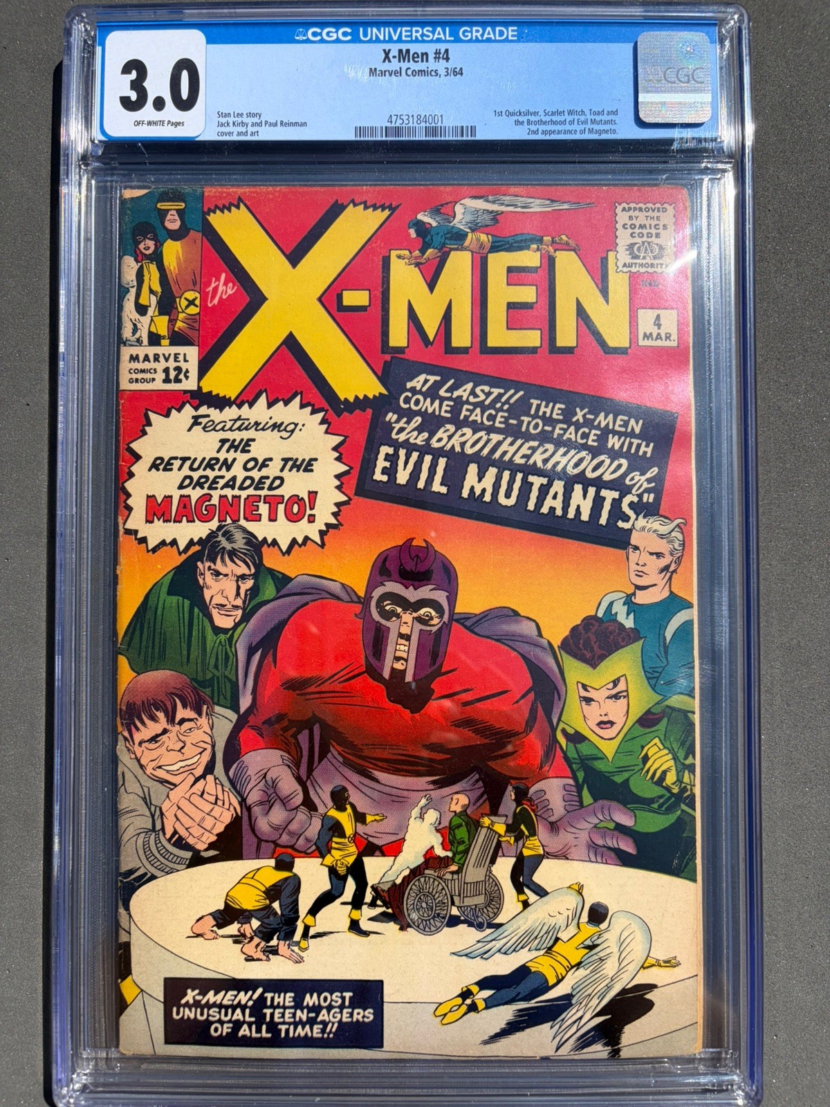 X-Men 4 1964 Marvel Comics CGC G/VG 3.0 1st App Scarlet Witch 2nd App Magneto