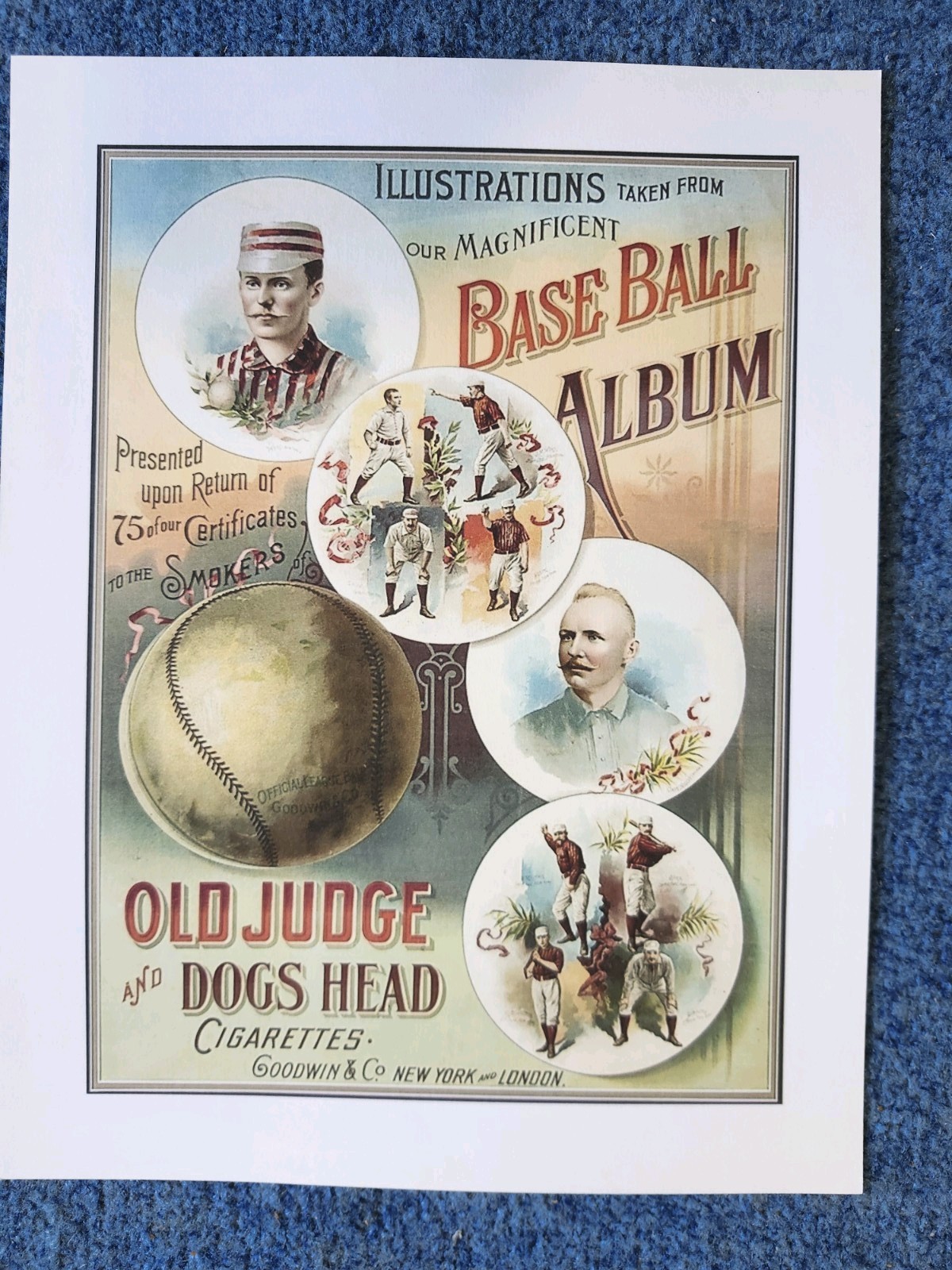 1880s-1890s Baseball Advertising Baseball Players Colorful Baseball Poster 