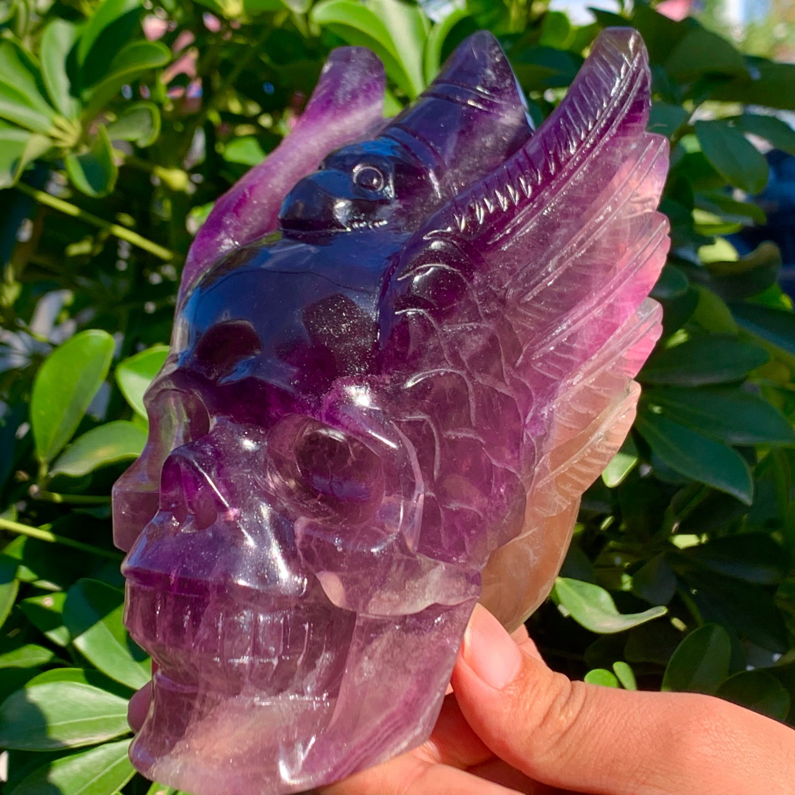 4.57LB Natural Fluorite Crystal original stone hand carved Ghost Head