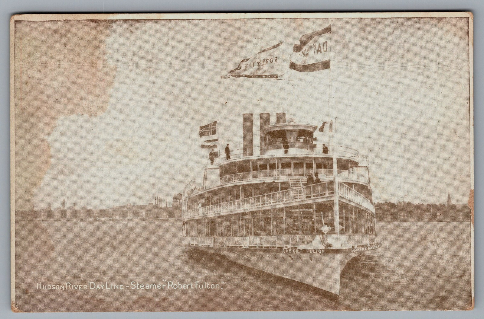 Vintage Postcard, Hudson River DayLine, Steamer, Robert Fulton