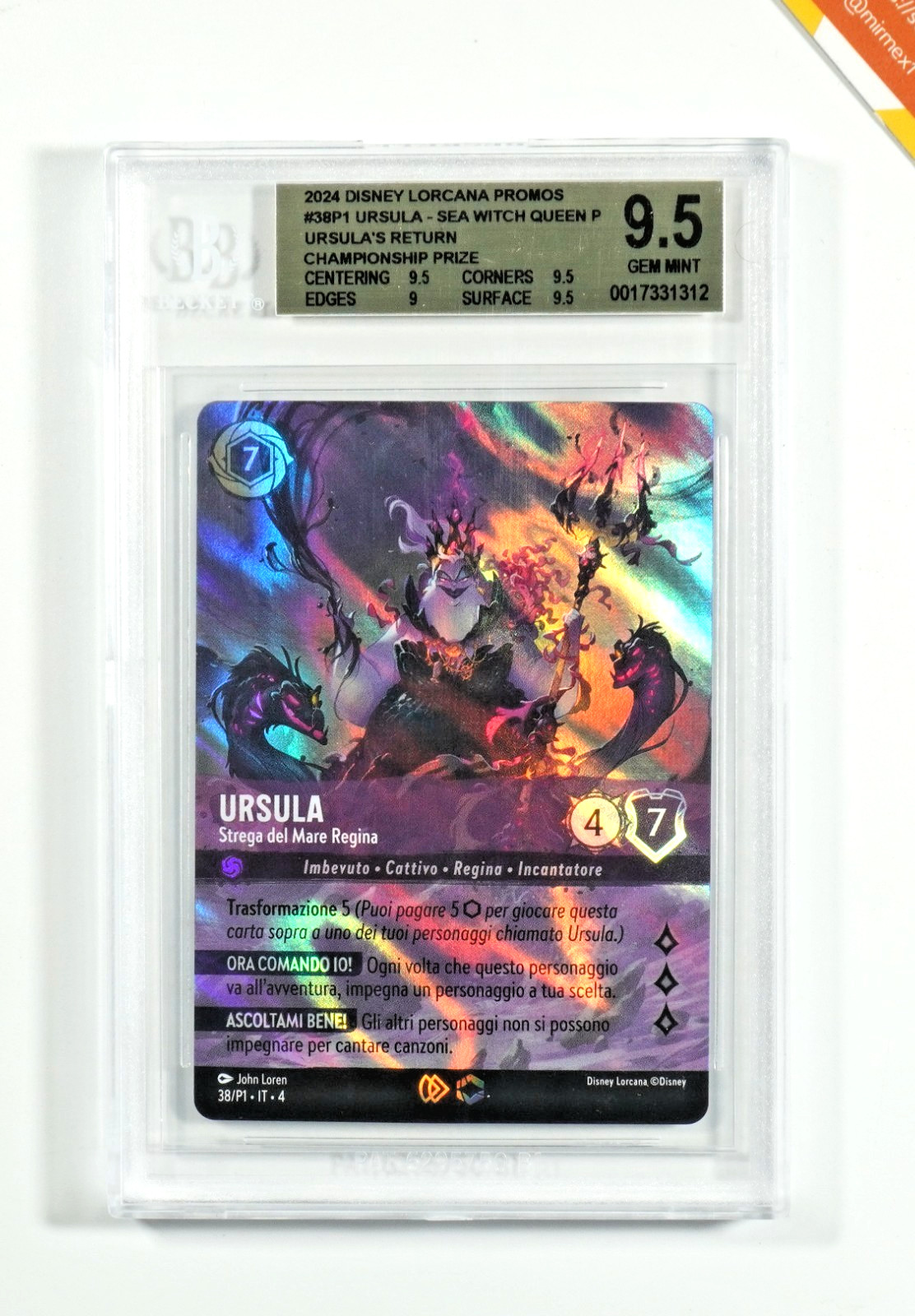 Disney Lorcana BGS 9.5 Ursula #38P1 Championship Prize 2024 Italian