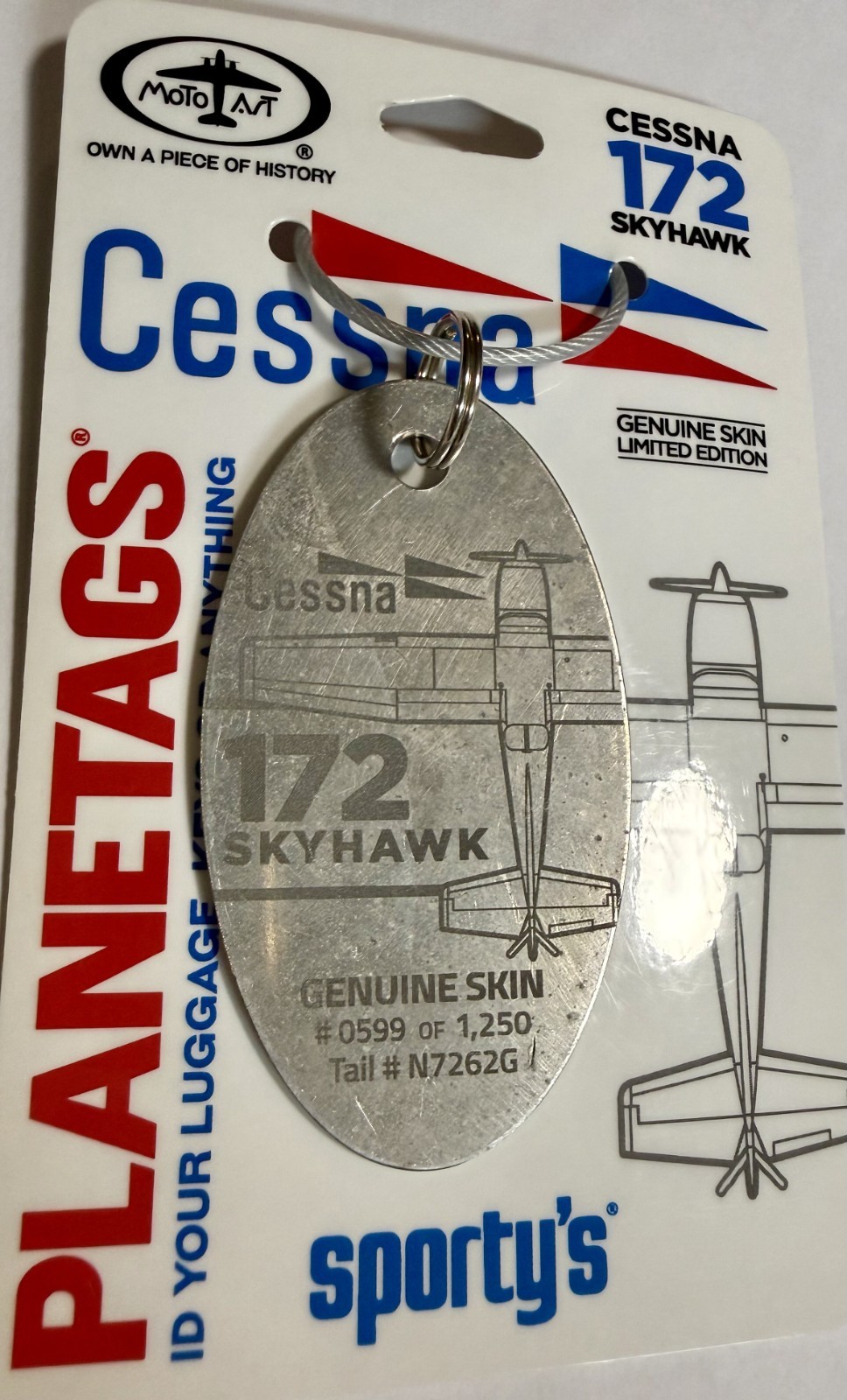 Motoart PlaneTags Cessna 172, Metal, N7262G, Sportys Exclusive, SOLD OUT