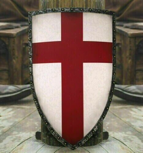 Medieval Crusader Shield Battle Knight Warrior Shield Templar Red Cross Design