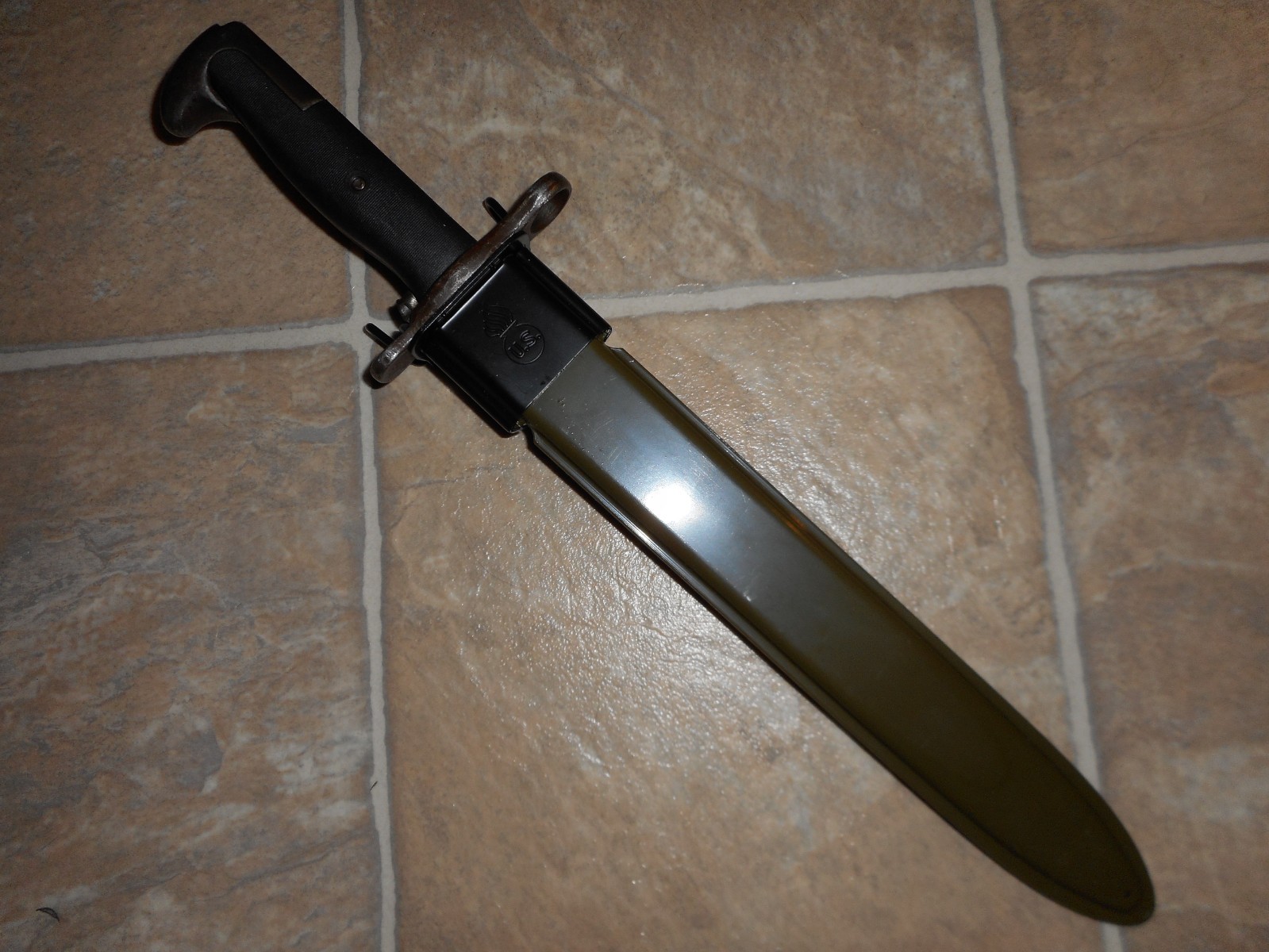 Vintage post WWII era ENS US 10 inch M1 Garand bayonet and scabbard 