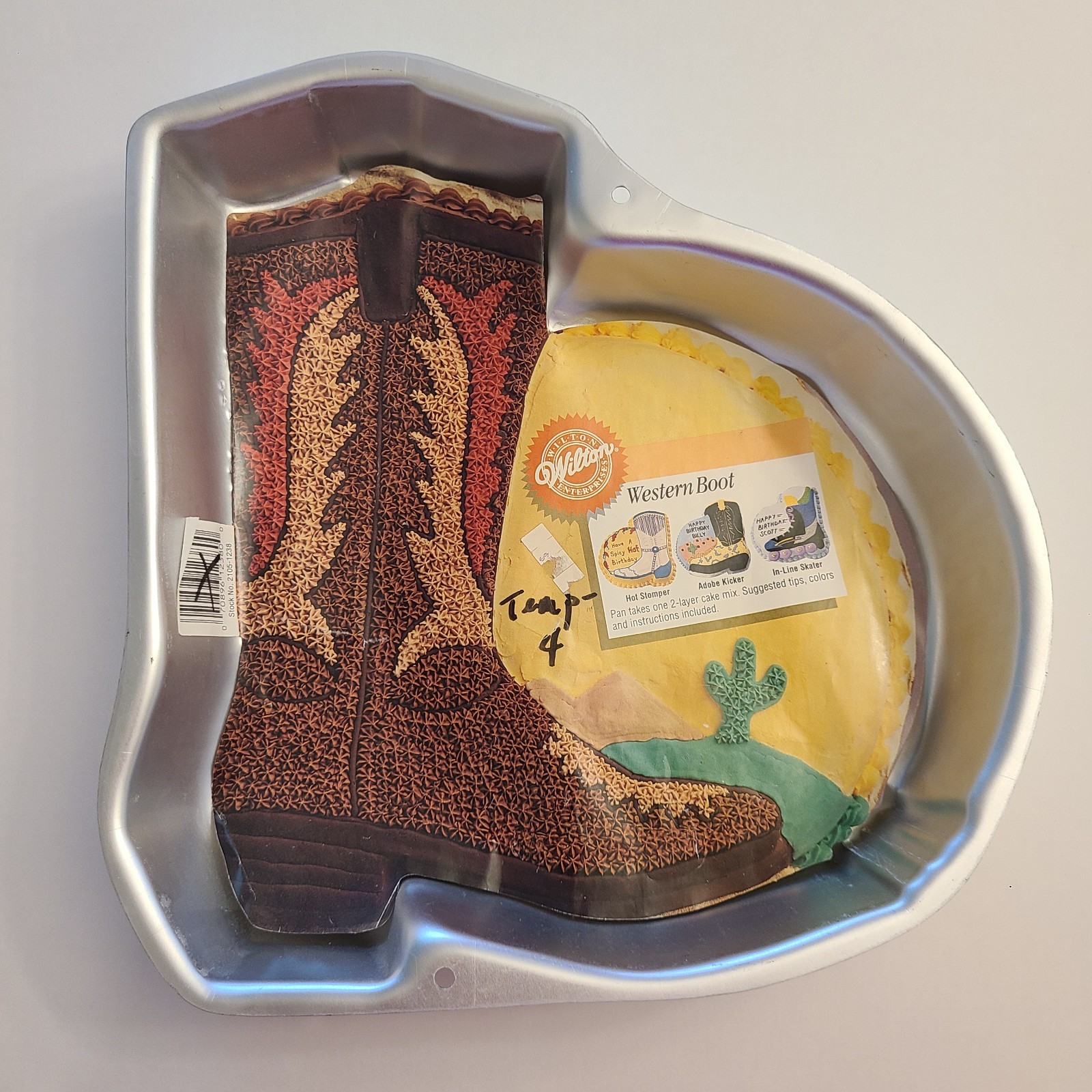 Vintage Wilton Western Cowboy Boot Cake Pan #2105-1238 c1995 with Instructions