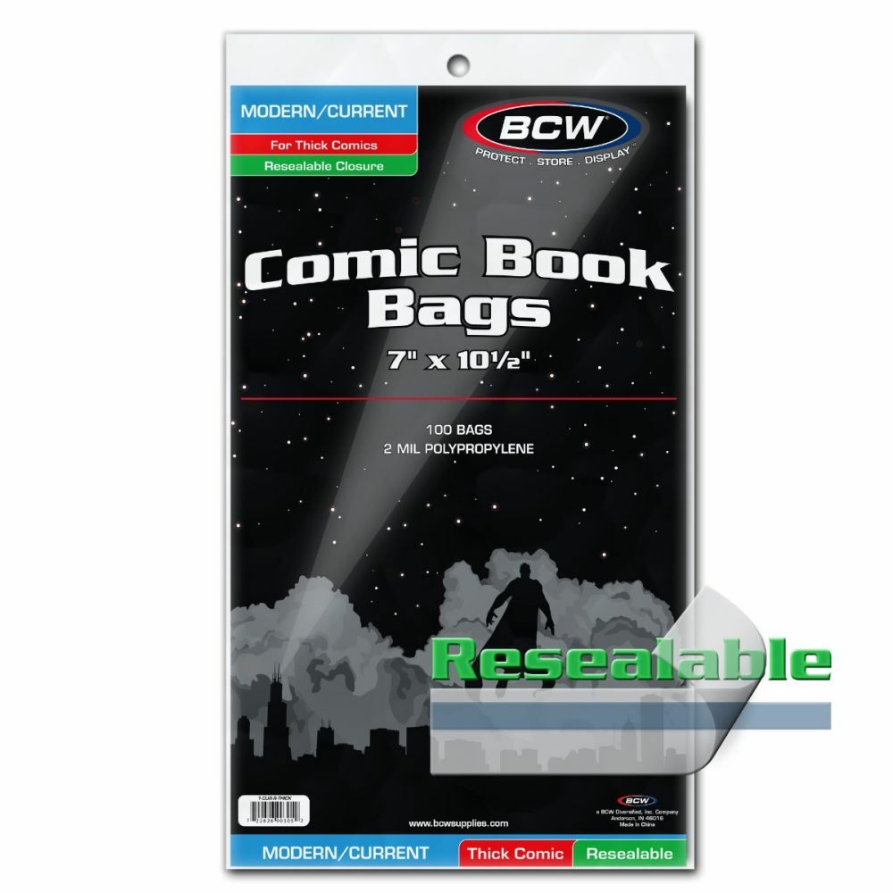 100 - BCW Current Modern Thick Resealable 2-Mil Polypropylene  Comic Book Bags