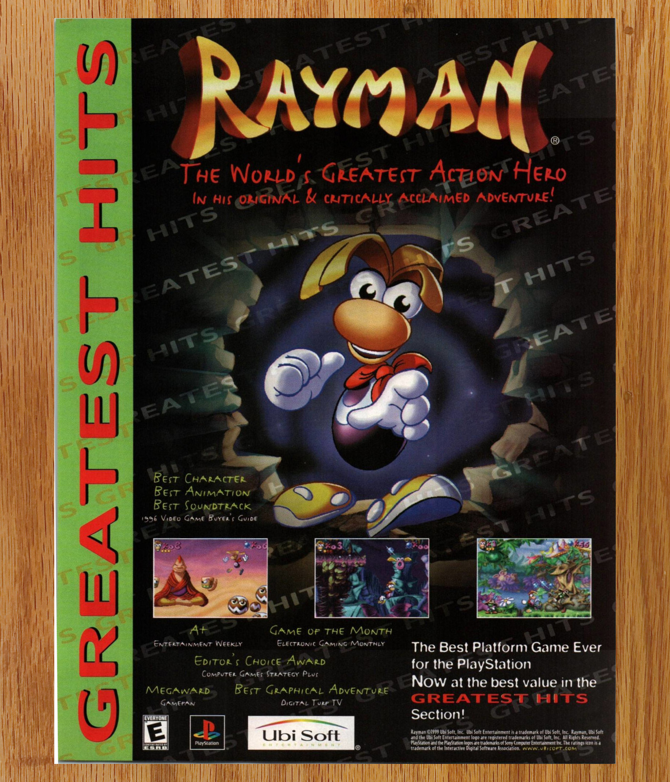 Rayman Greatist Hits Uni Soft Action Video Game Print Ad / Poster Promo Art 1999