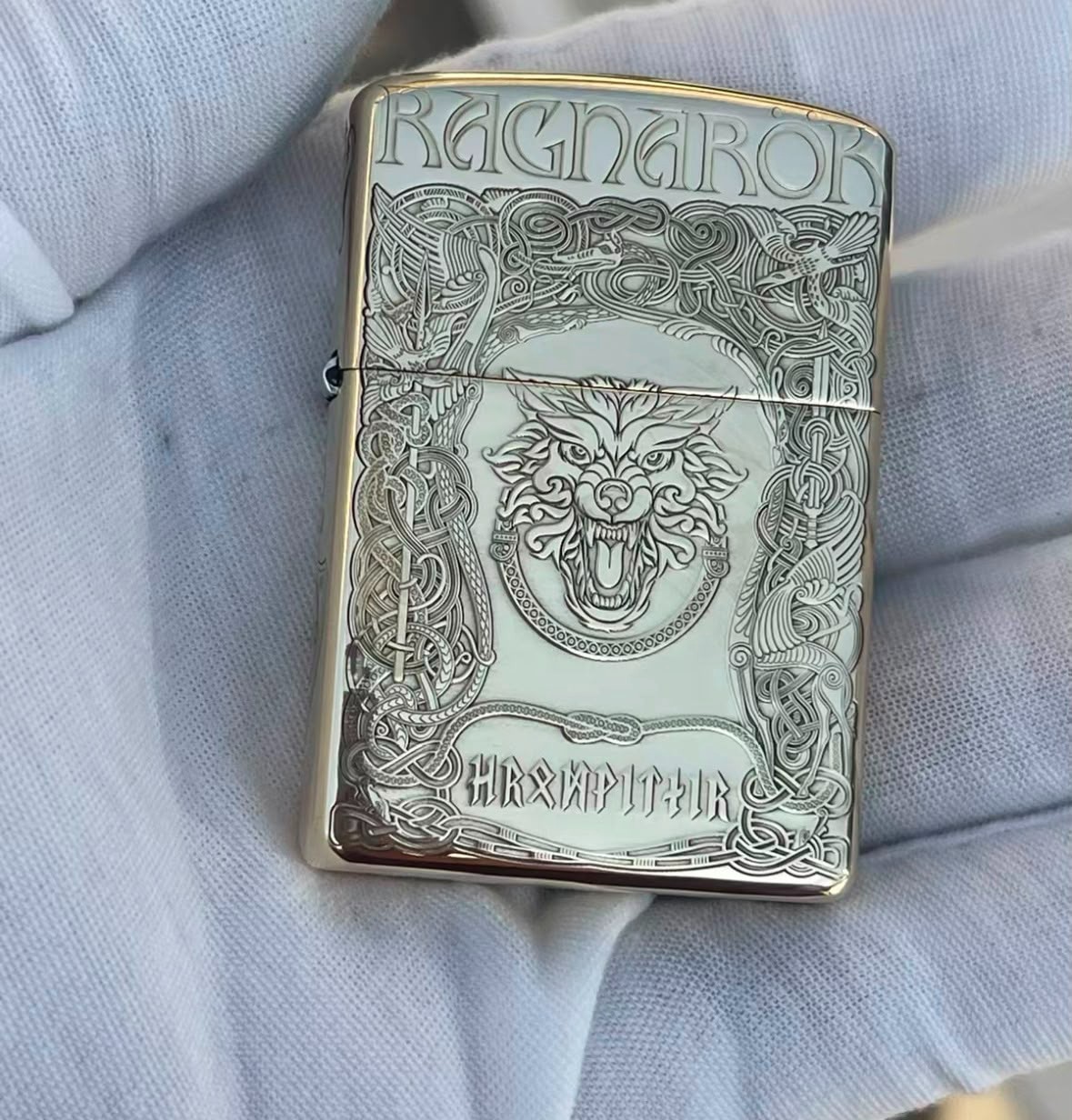 Ragnarok viking Ship zippo Lighter Silver 5 Sides In a New Box