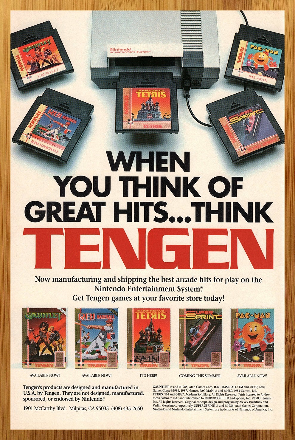 1987 Tengen Video Games Print Ad/Poster Tetris Gauntlet Pac-Man Nintendo NES Art