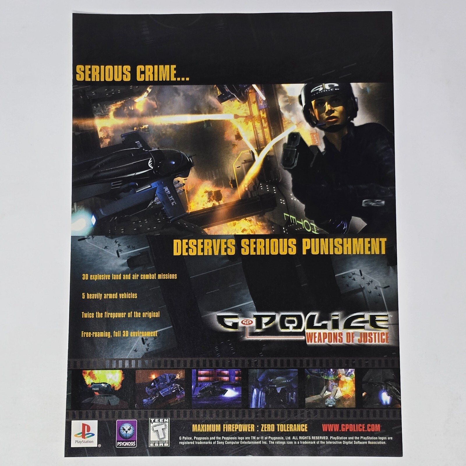 G Police Weapons of Justice PlayStation 1 PS1 Serious Print Ad/Poster Promo Art