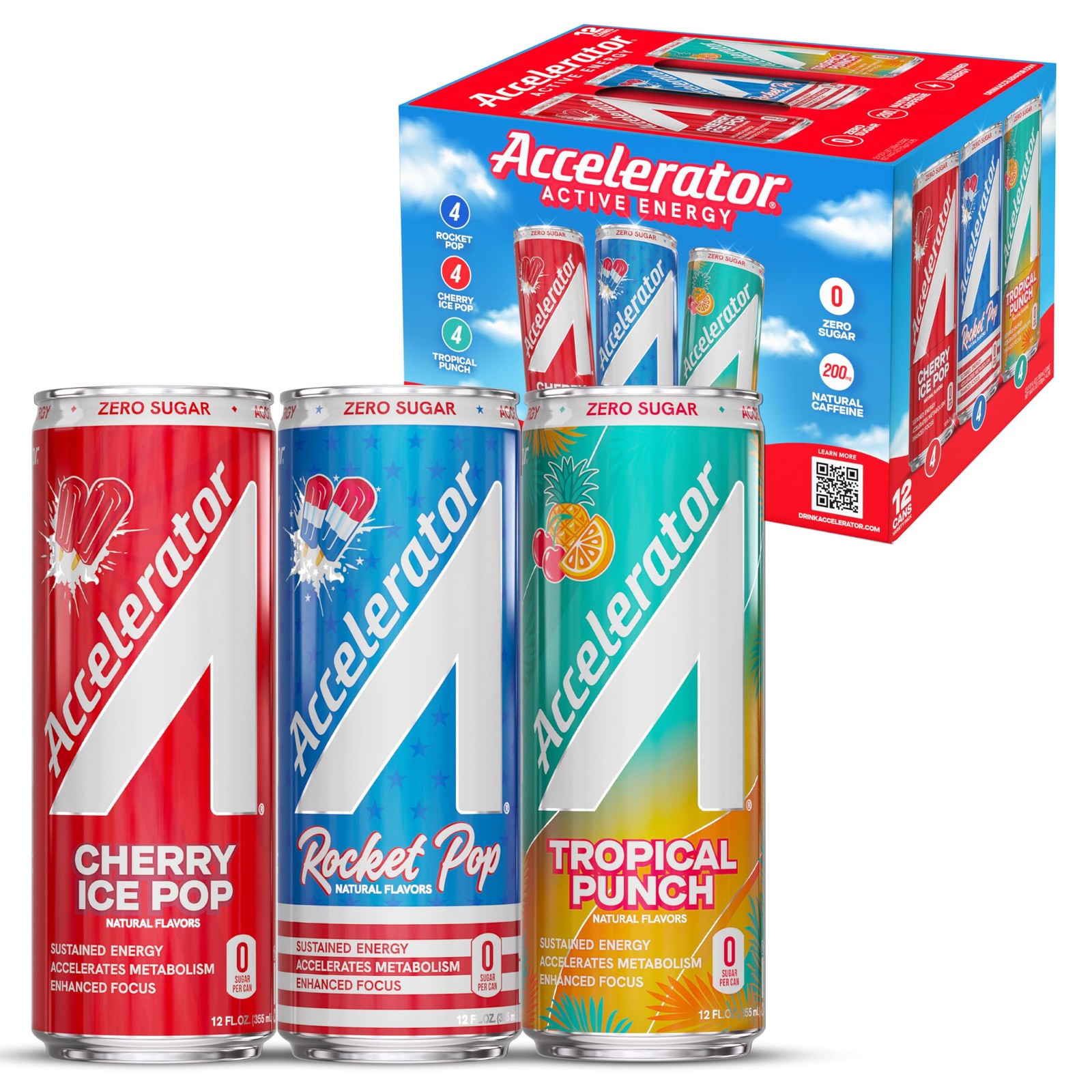 Accelerator Active Energy Drink, Variety 12 fl oz (12 pack), Pack