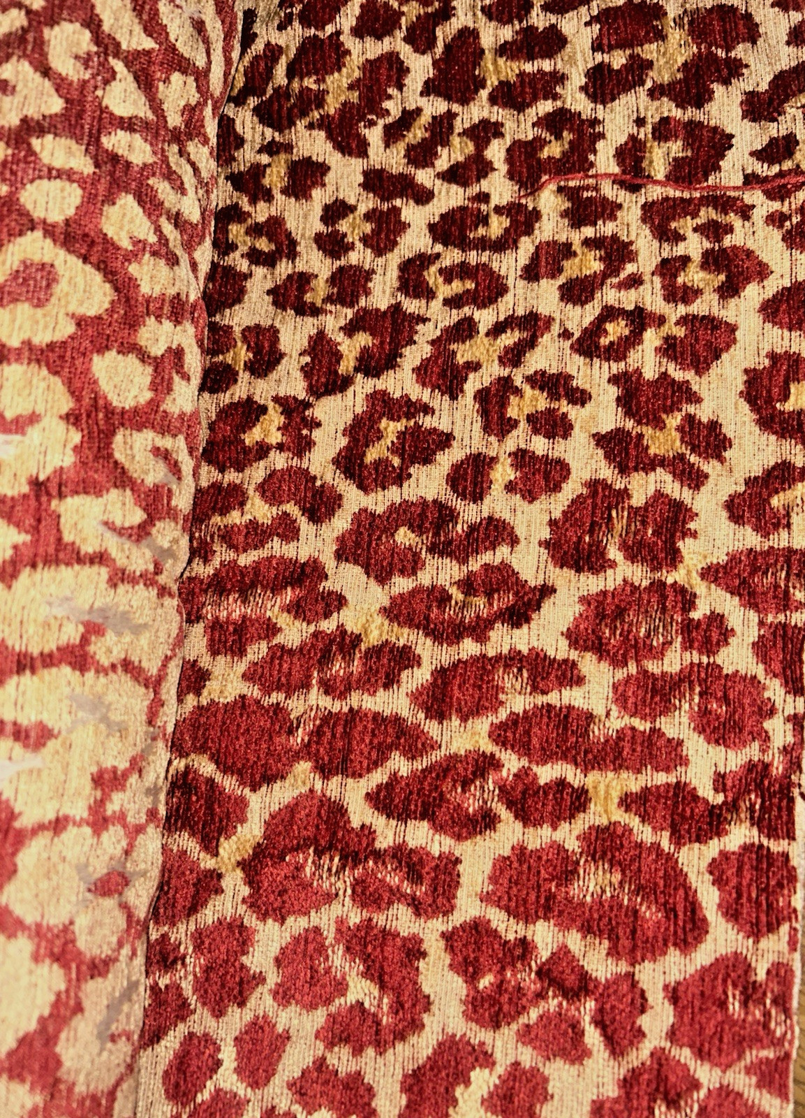 S. Harris SHIMBA-H Flame Designer Cut Velvet Leopard Upholstery Fabric 3 Yards