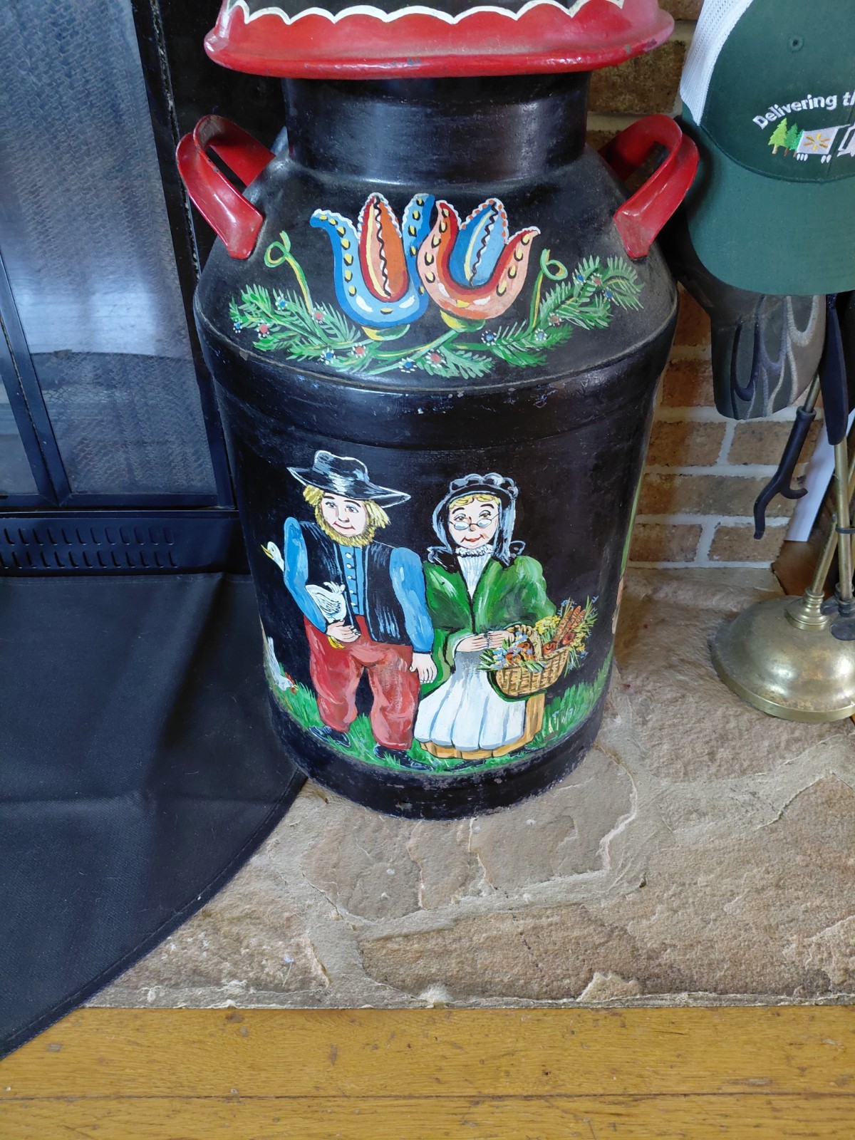 Vintage Painted Milk Can - Great Decorator - Signed Art  - Turn of Century