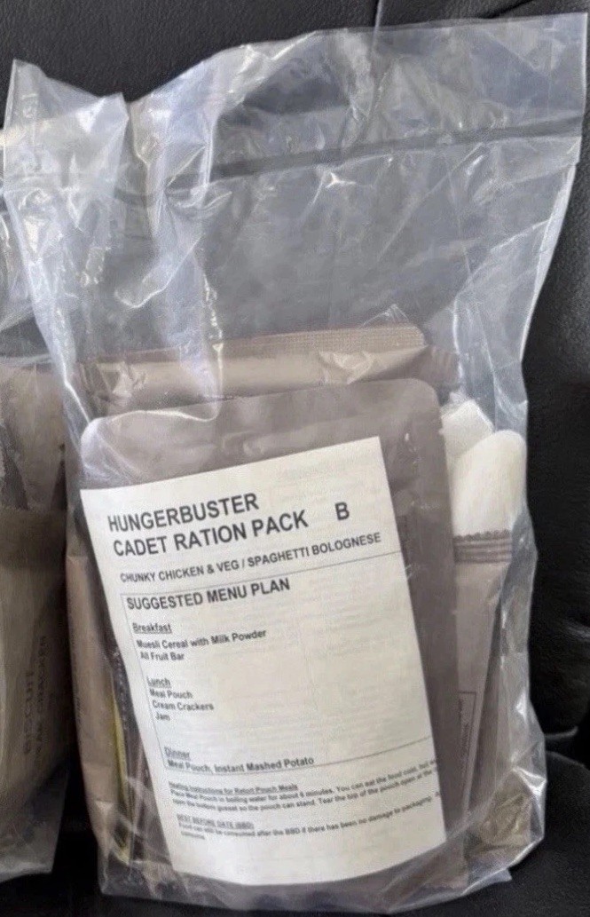 ADF Australian Army Contracts 24 Hours Hunger Buster Cadet Menu B Ration Pack