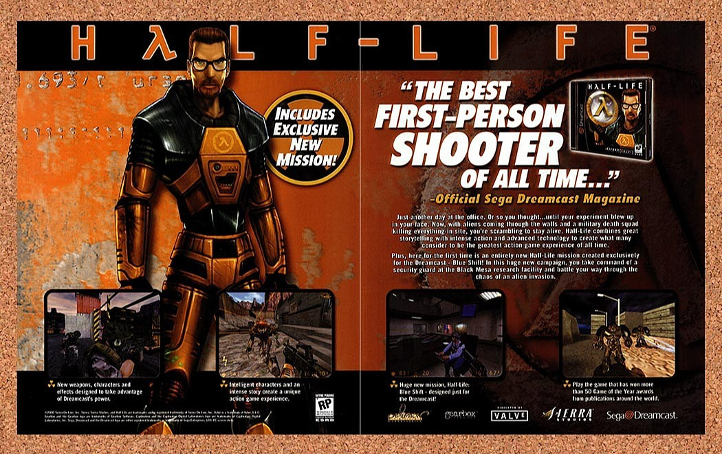2001 Half-Life Dreamcast Original Advertisement / Retro Promo v7