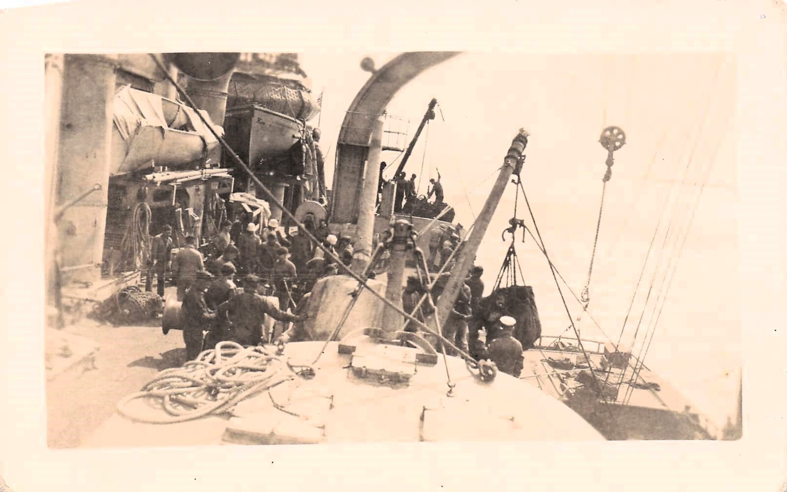 RPPC Military Navy Ship WWI Warship Soldiers Sailor Main Deck Photo Postcard F63