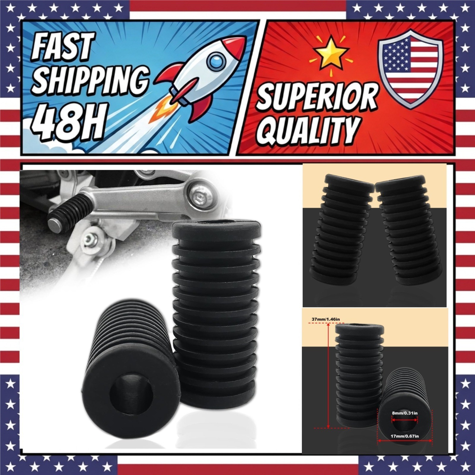 Motorcycle Gear Shifter Lever Cover Universal Rubber Shift Pedal Cover 2PCS