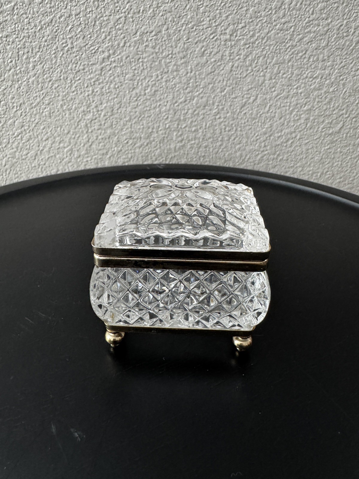 Vintage French Cut Crystal Casket Box In The Style of Baccarat Trinket Jewlery