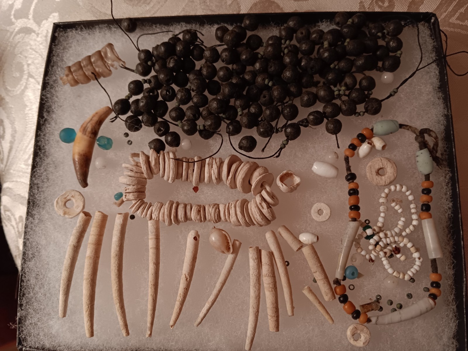 Amazing Display of Mixed Shell Beads and More Rare Antique group