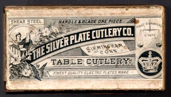 6 Antique Sheer Steel Handle Table Cutlery Knives in Original 1860's- 70'S Box