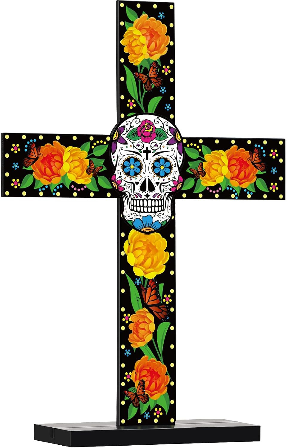 Day of the Dead Cross Table Decor Dias De Los Muertos Ofrenda Decorations Woo...