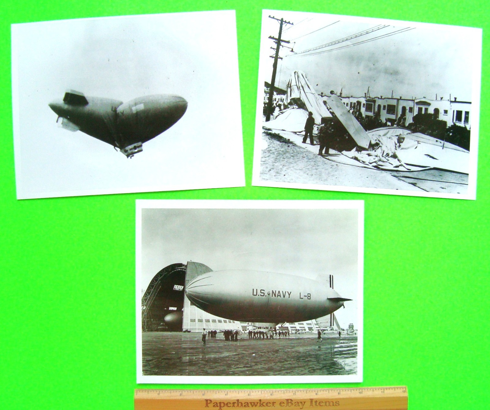 Lot/3 Diff 1942 OFFICIAL U.S. NAVY BLIMP L-8 CRASH PHOTOS Bob Carlisle