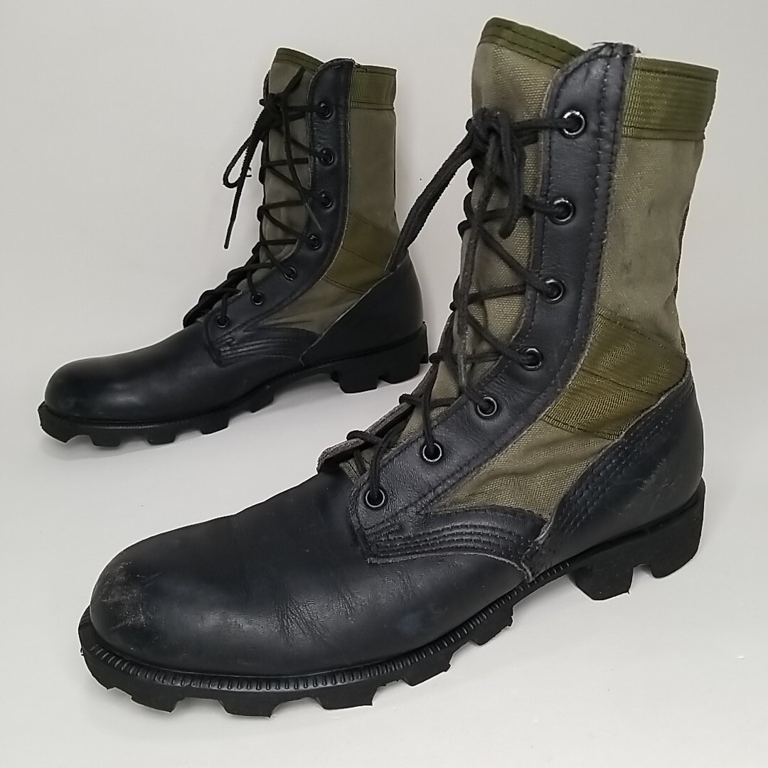 Vtg Altama Militaria Combat Boots Men's sz 7 R Green Olive Canvas/Black Leather