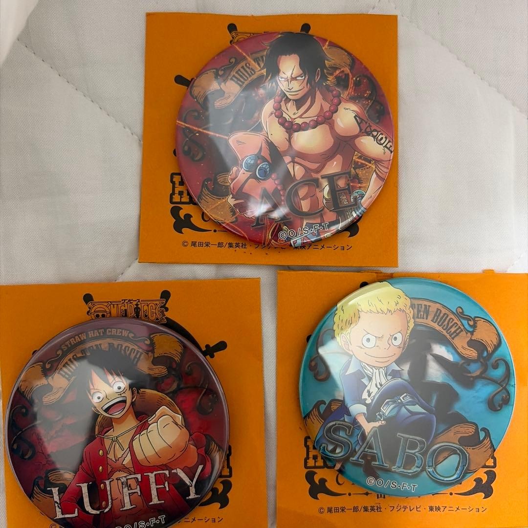 One Piece Yarai Can Badge Huis Ten Bosch Limited Ace Luffy Sabo