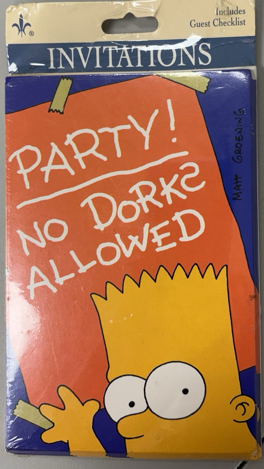 Vintage '95  The Simpsons Bart Simpson Party Invitations Unopened Deadstock