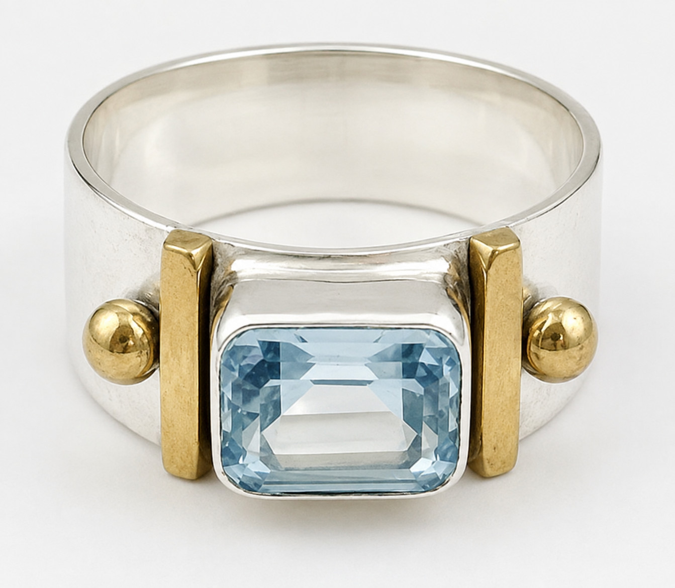 Vtg Womens Ring YS India 925 Sterling Silver Blue Gemstone Sz 9 Statement